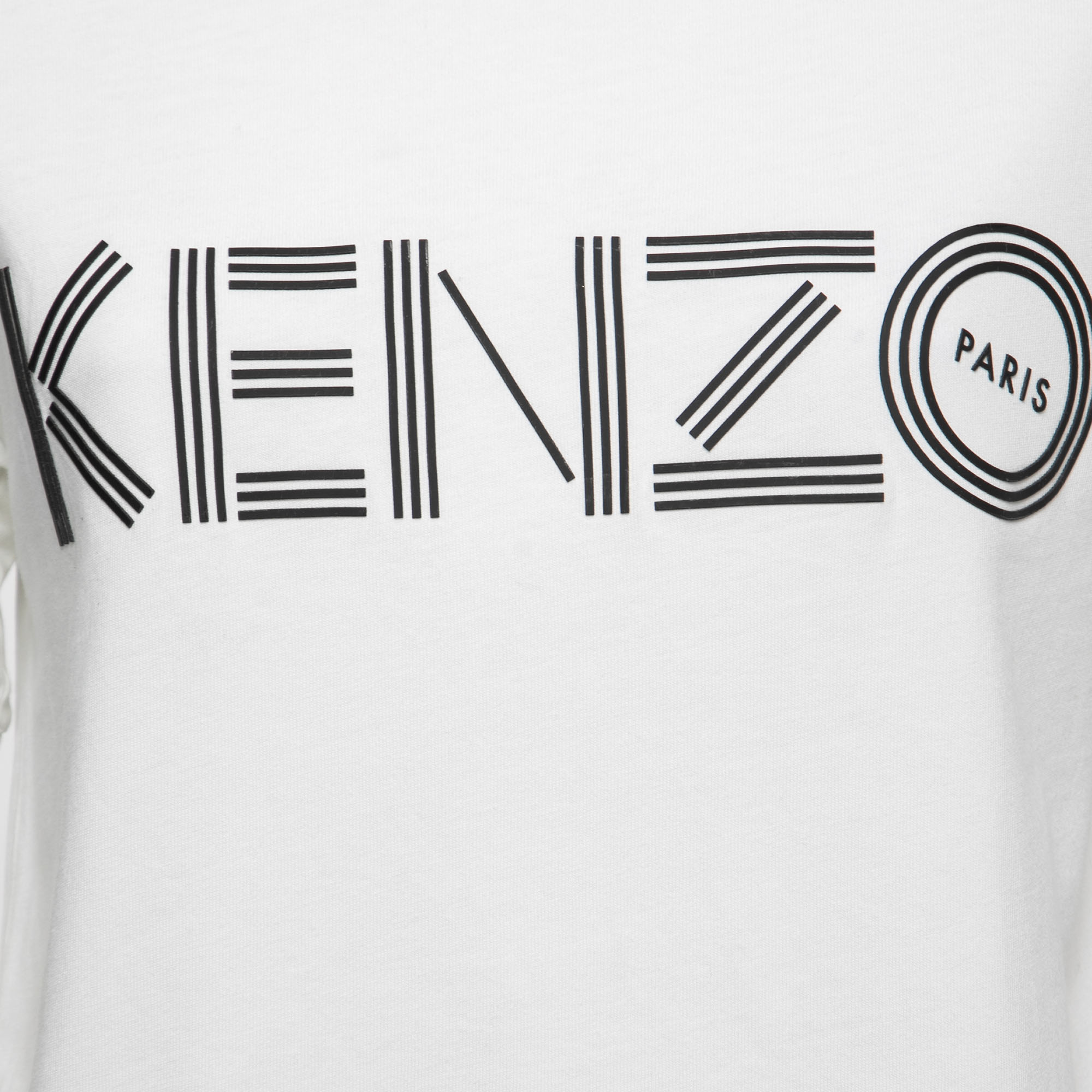 Kenzo White Cotton & Mesh Contrast Logo T-Shirt M