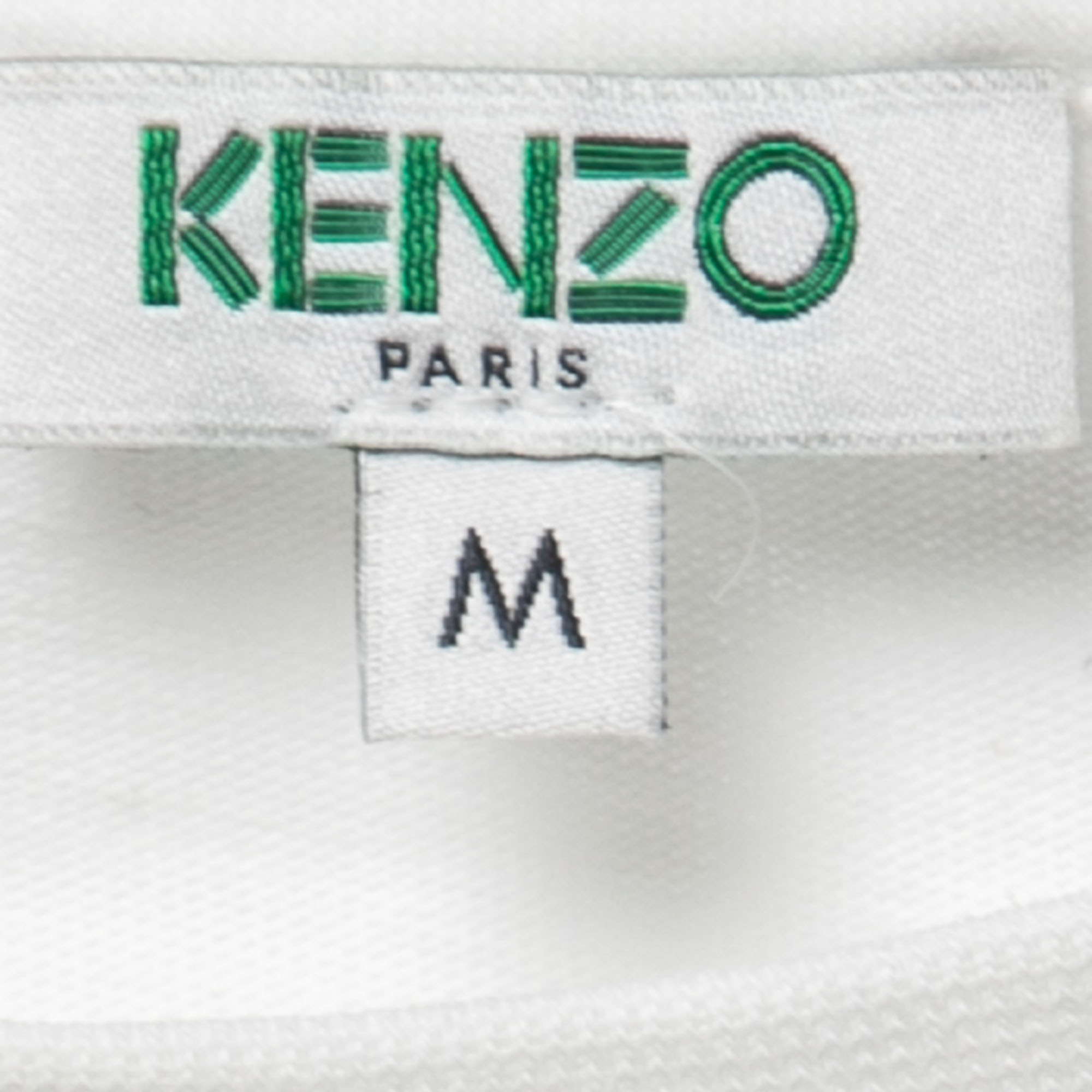 Kenzo White Cotton & Mesh Contrast Logo T-Shirt M