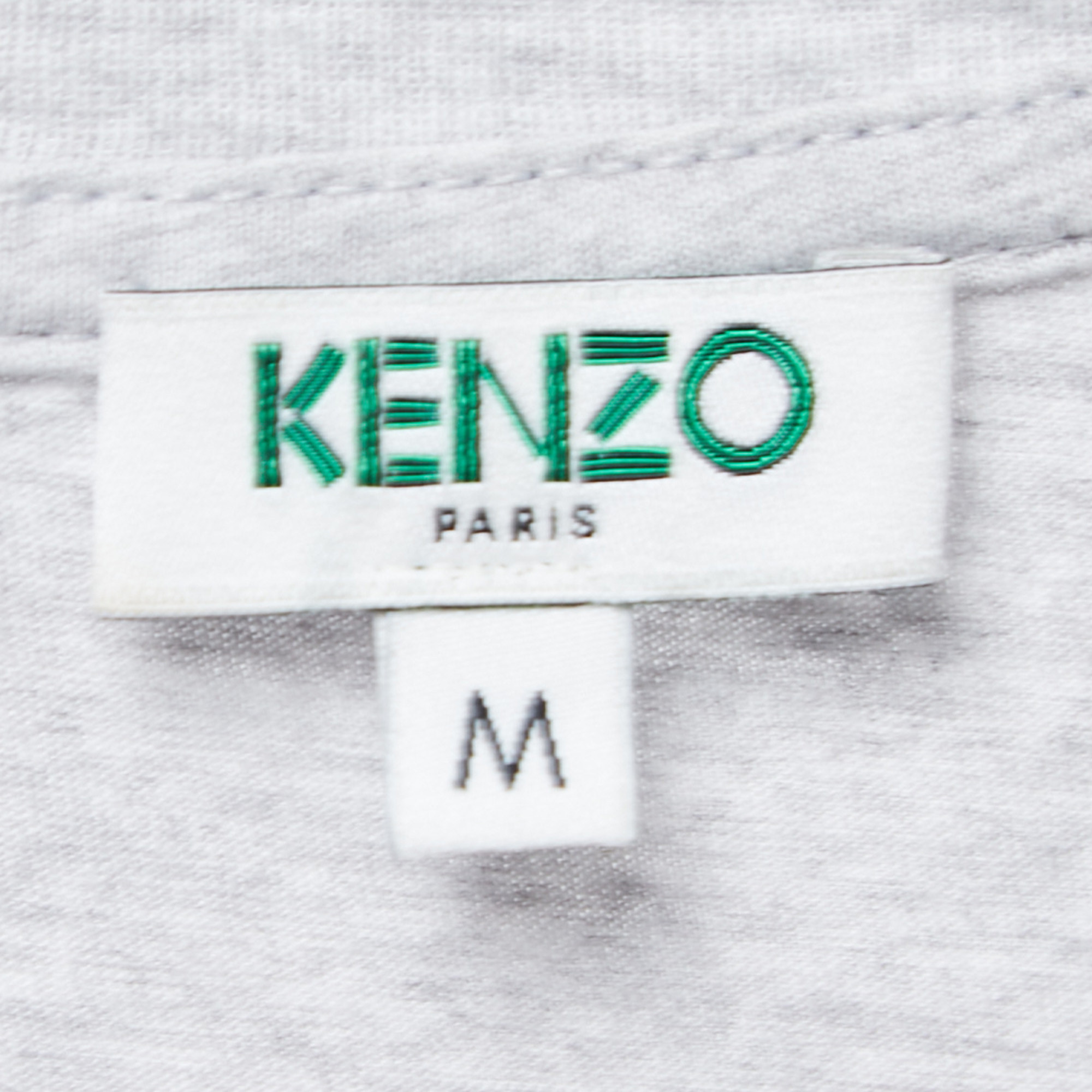 Kenzo Grey Cotton Paris Print T-Shirt M