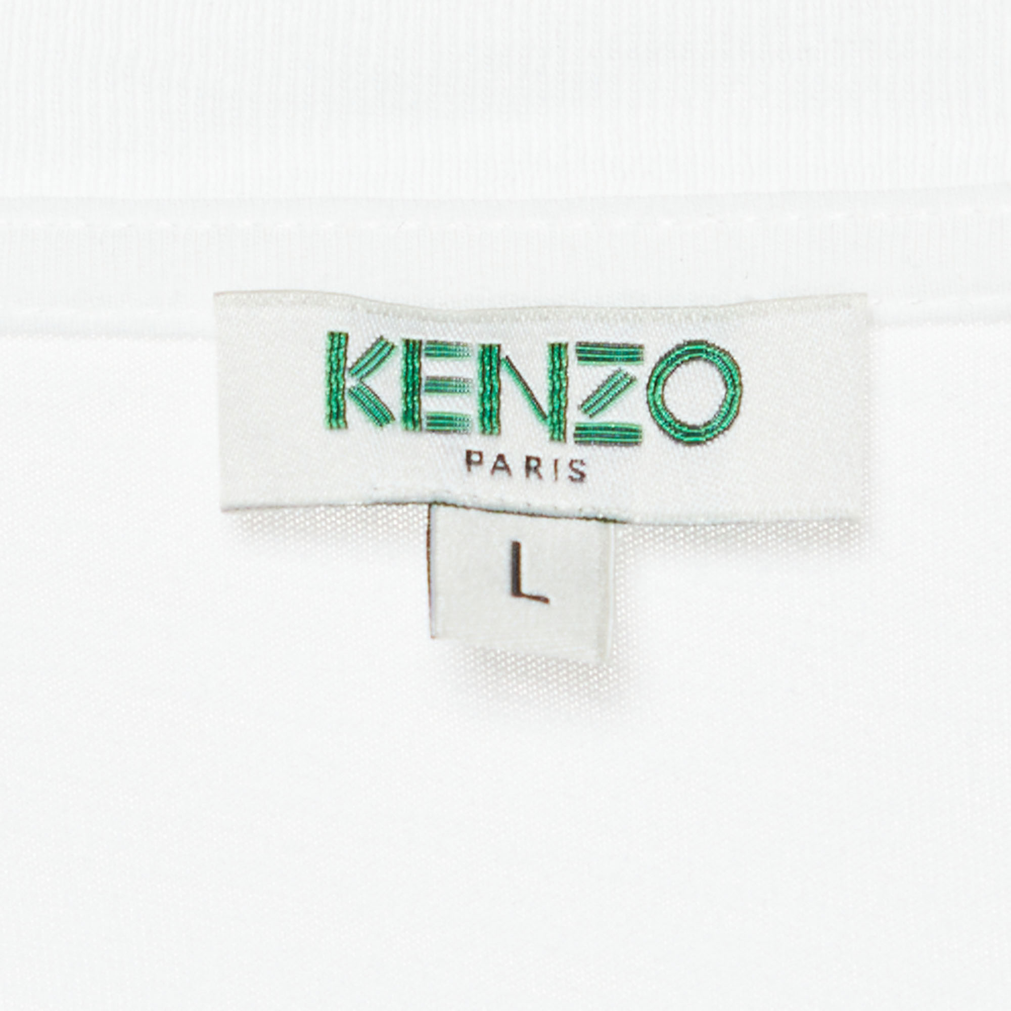 Kenzo White Tiger Print Cotton Crew Neck T-Shirt L