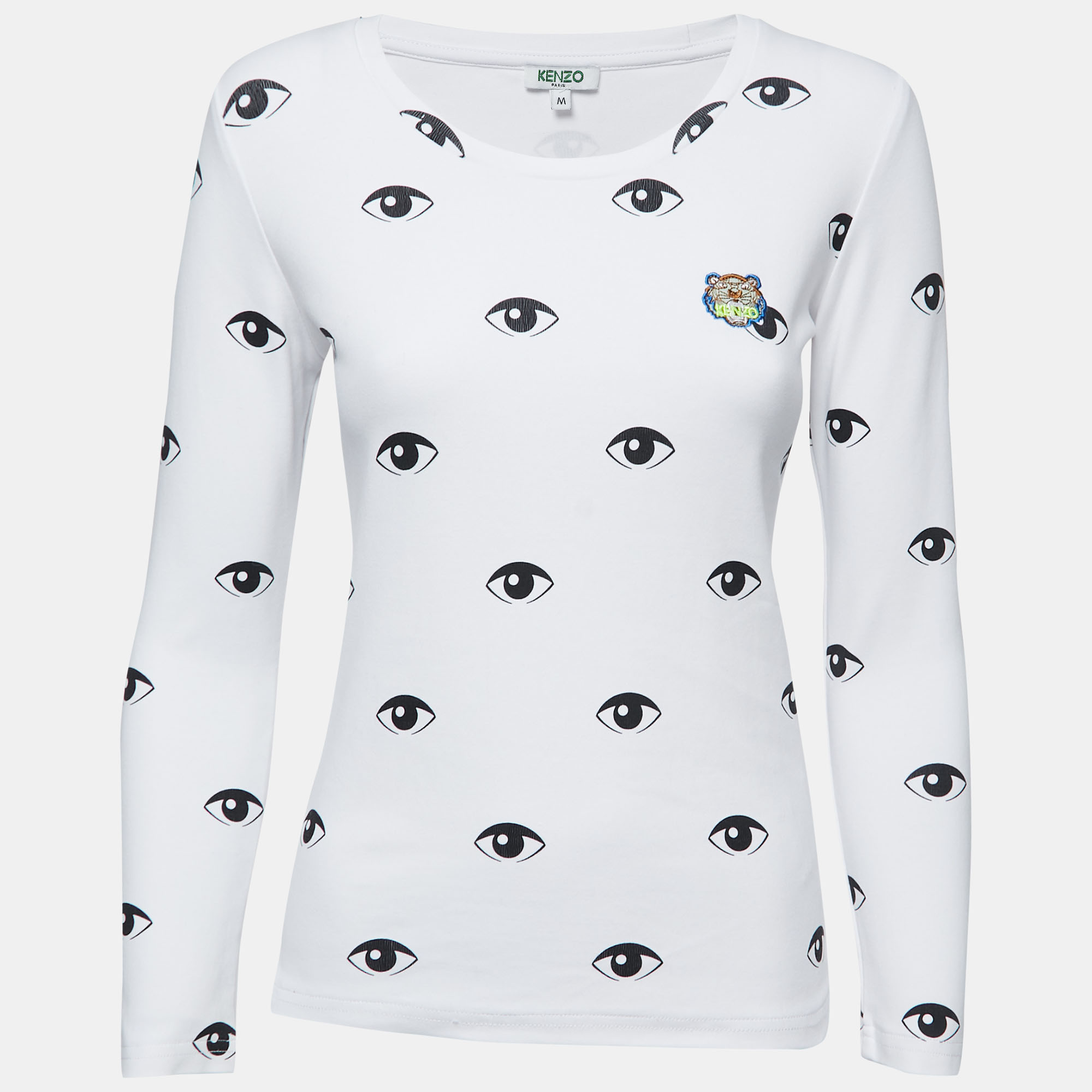 

Kenzo White Eye Print Cotton Long Sleeve T-Shirt