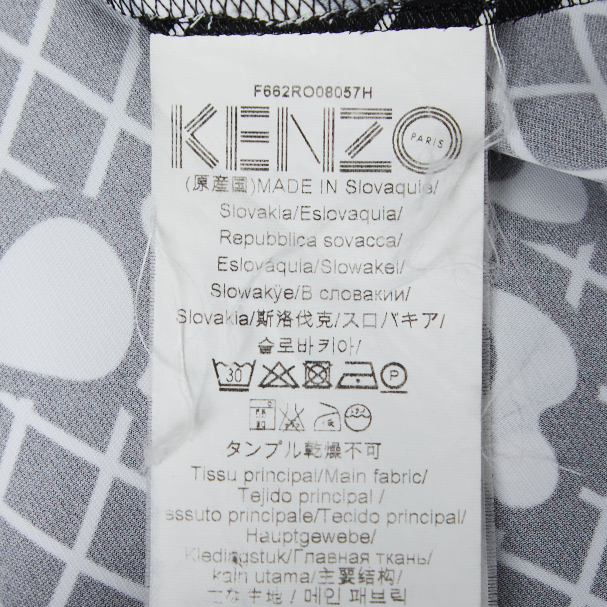 Kenzo Black/White Tanami Flower Print Crepe Shift Dress M