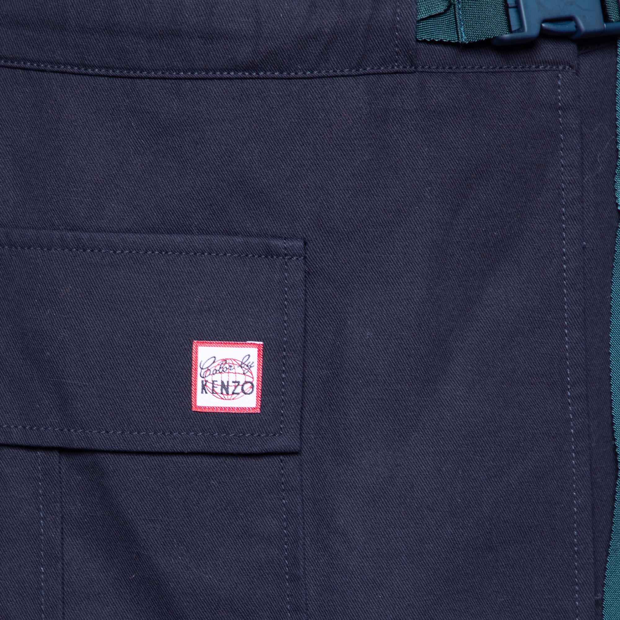 Kenzo Navy Blue Cotton Wrap Buckle Skirt S