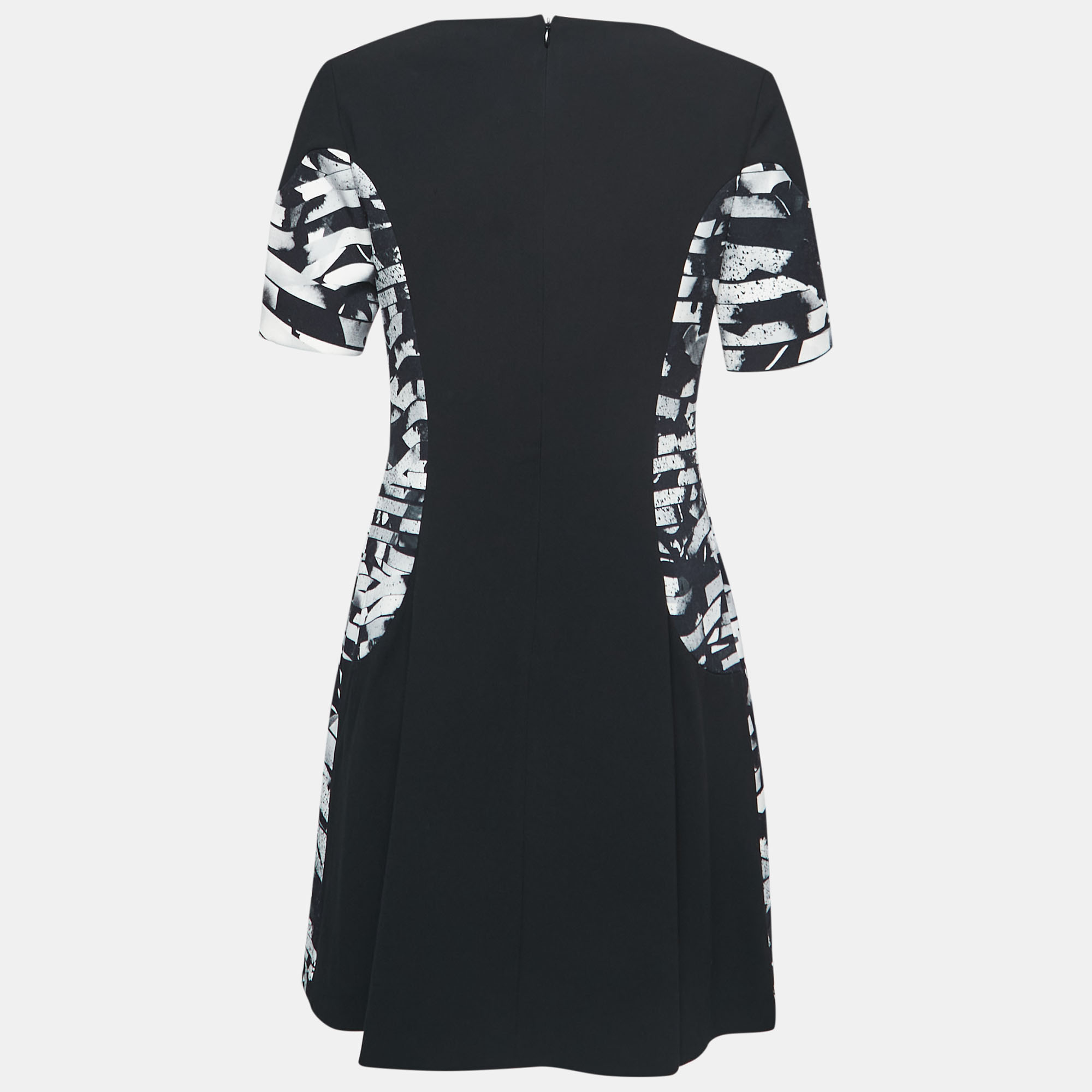 

Kenzo Black Crepe Abstract Printed A-line Short Dress