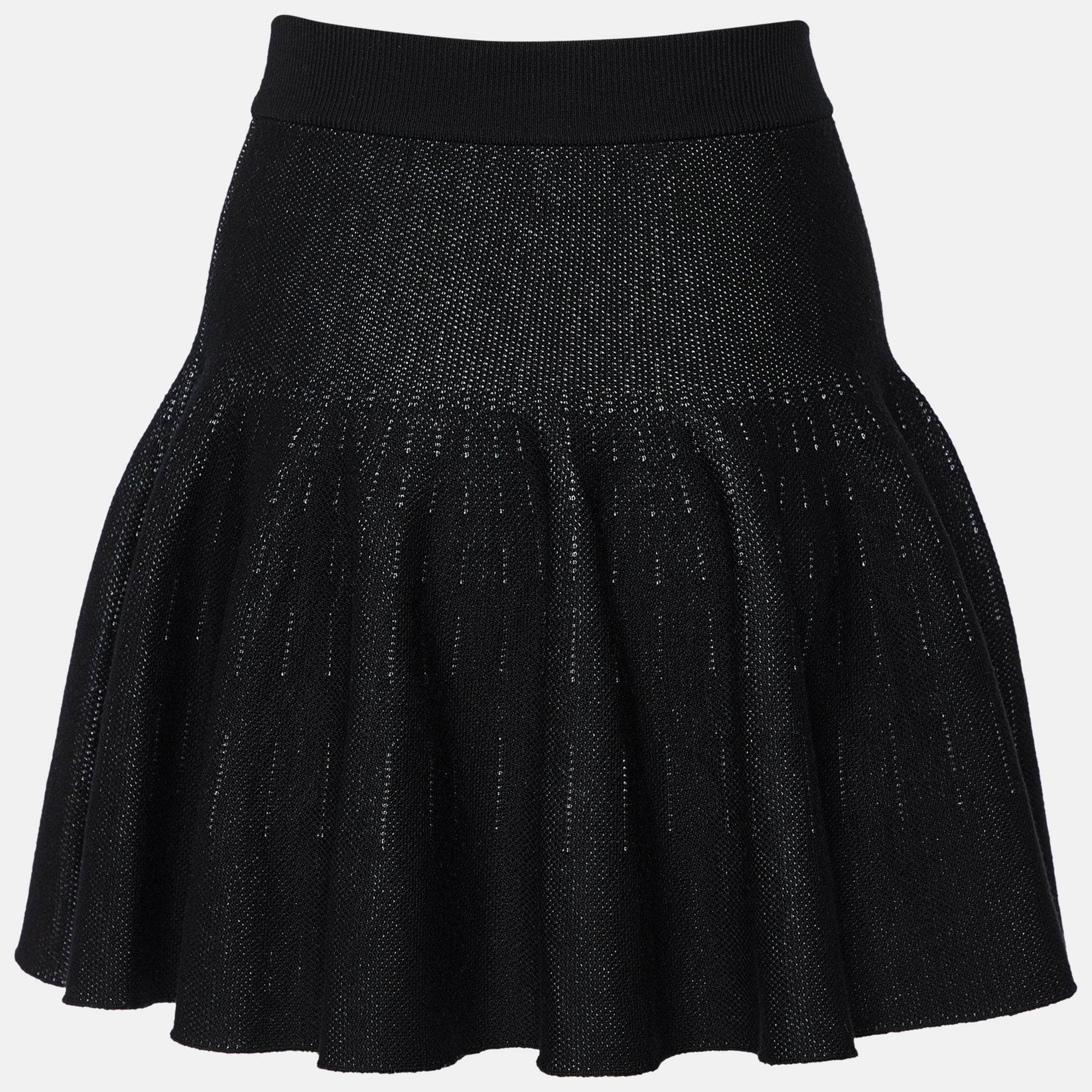 Kenzo Black Wool & Cotton Knit Skater Mini Skirt XS