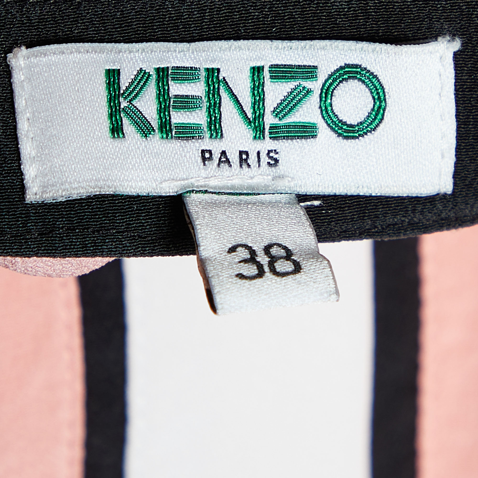Kenzo Pink Silk Contrast Detail Stand Collar Shirt S
