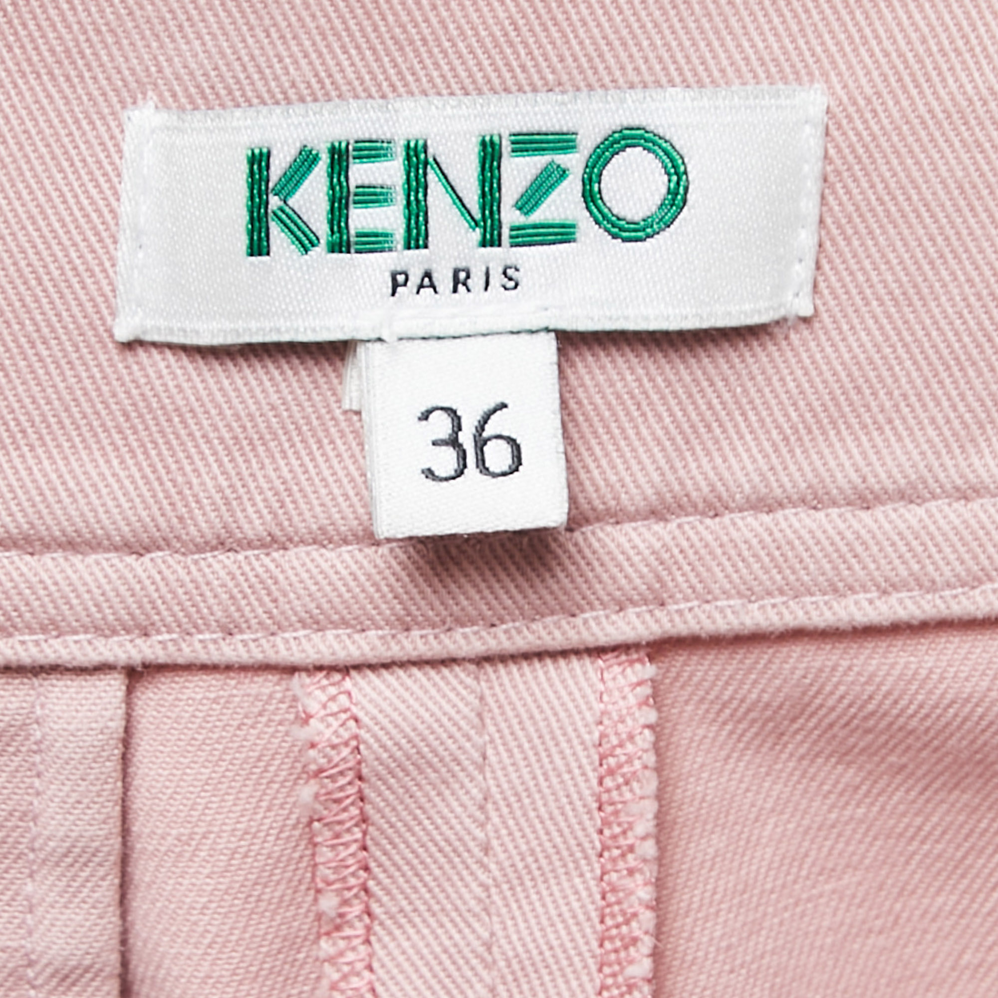 Kenzo Dusty Pink Cotton Twill Pleated Trousers S
