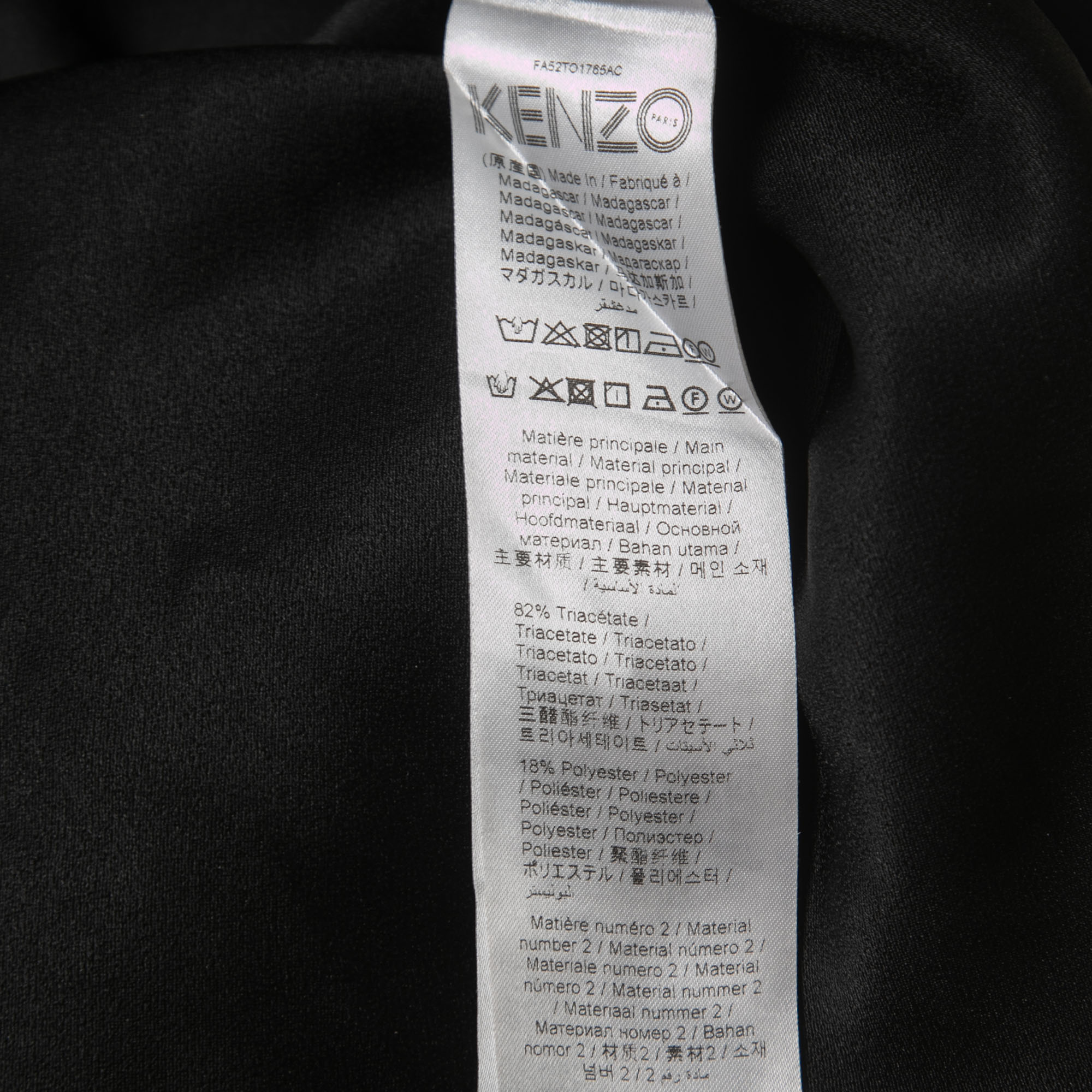 Kenzo Black Logo Embroidered Crepe Crew Neck Relaxed Fit T-Shirt L