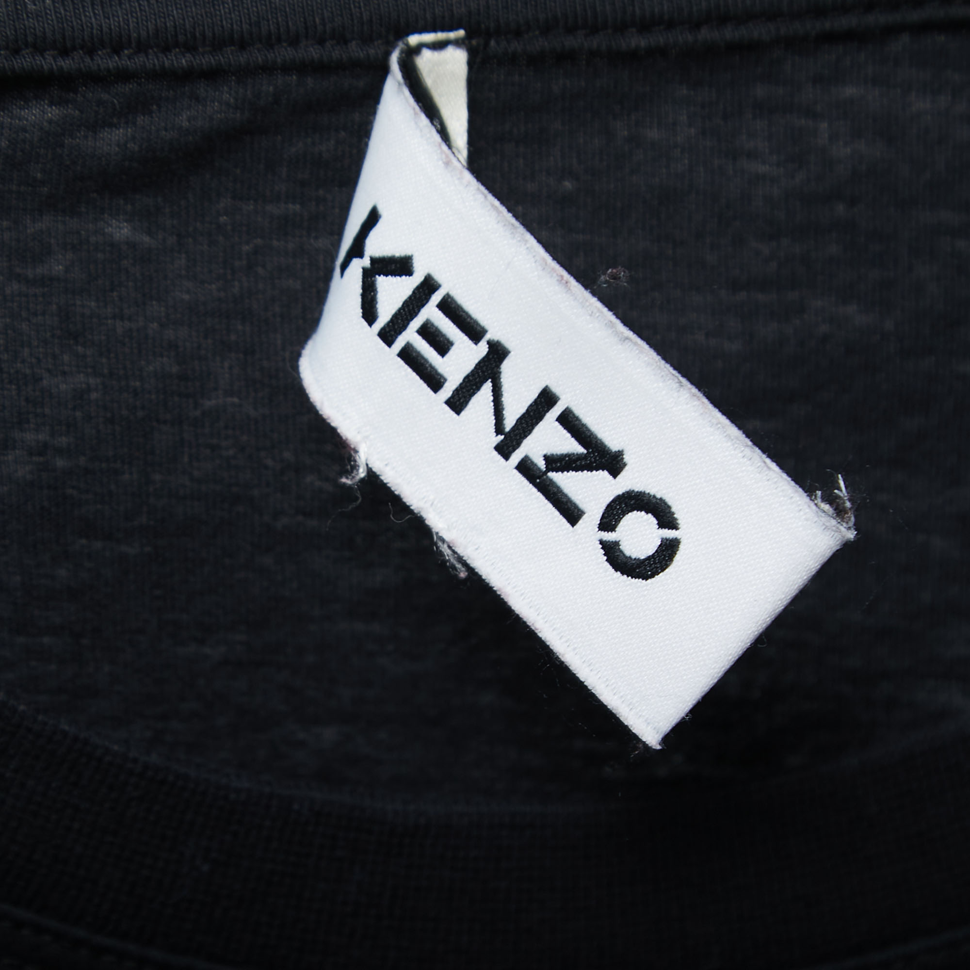 Kenzo Black Tiger Printed Cotton Knit T-Shirt M