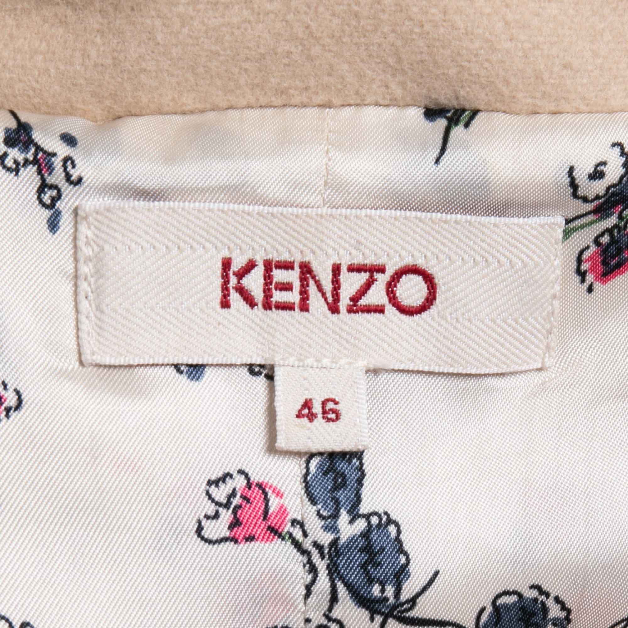 Kenzo Beige Wool Double Breasted Flared Belted Blazer XL