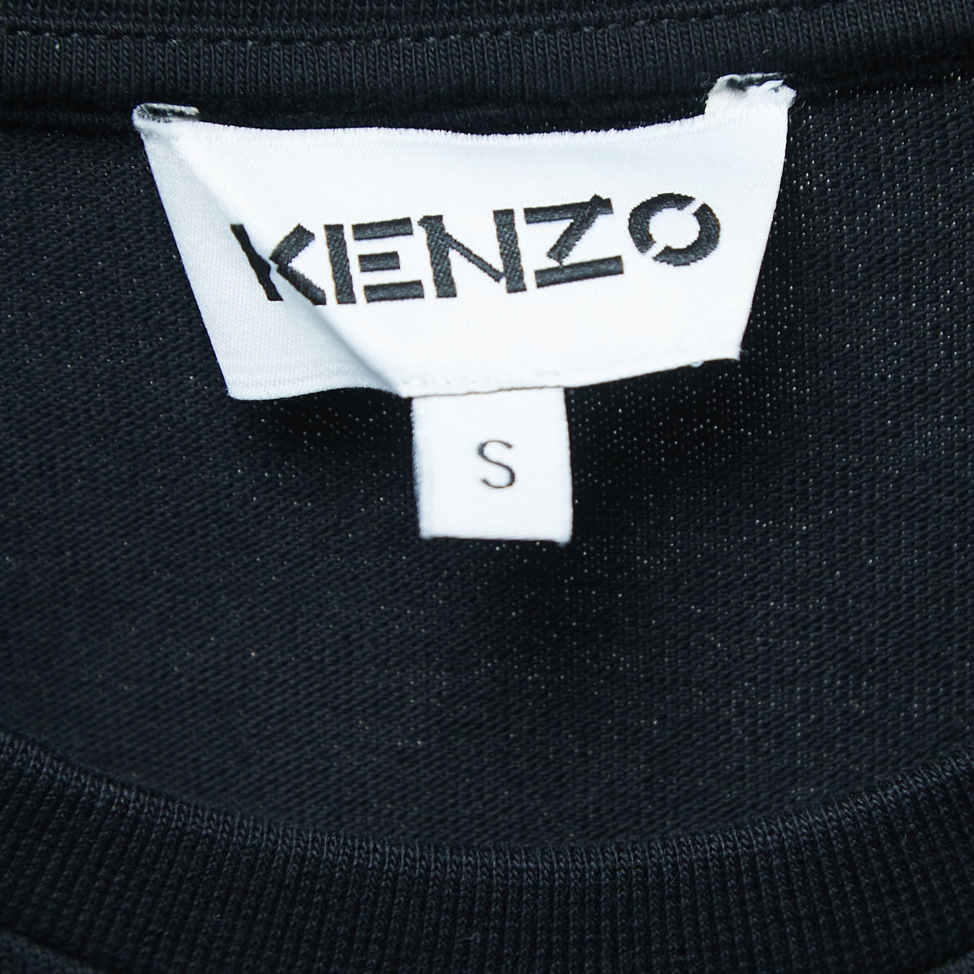 Kenzo Black Tiger Embroidered Cotton Knit Oversized T-Shirt S