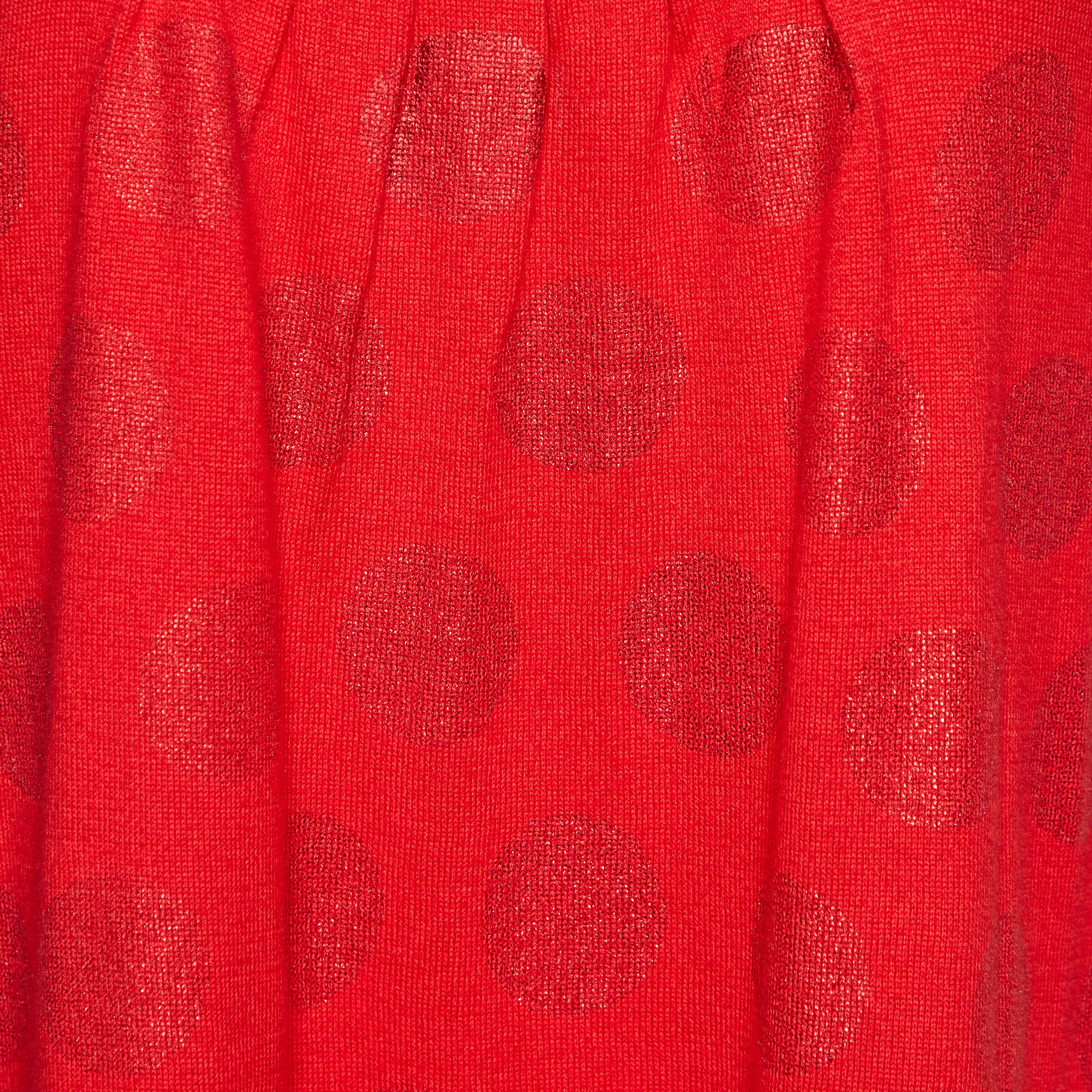 Kenzo Red Lurex Polka Cotton Knit Mini Dress L