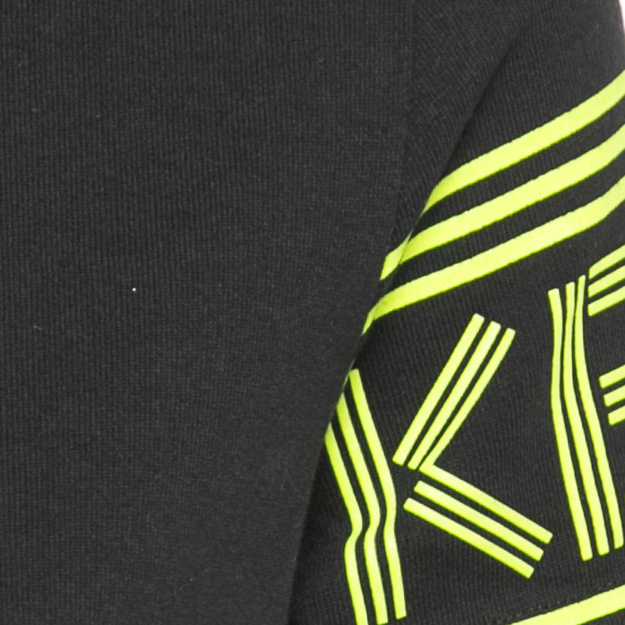 Kenzo Black Cotton Neon Logo Band Detailed  Midi T-Shirt Dress S