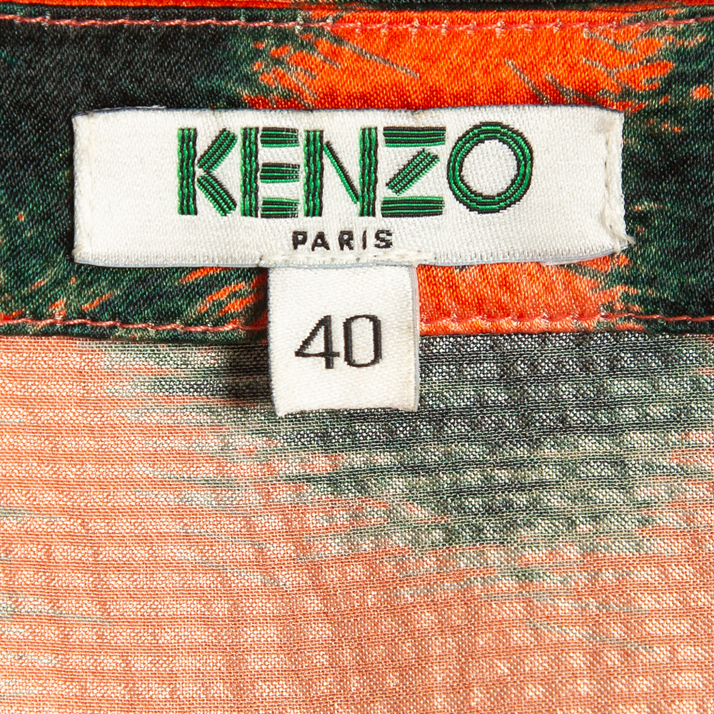 Kenzo Multicolor Print Silk Relaxed Fit Blouse M