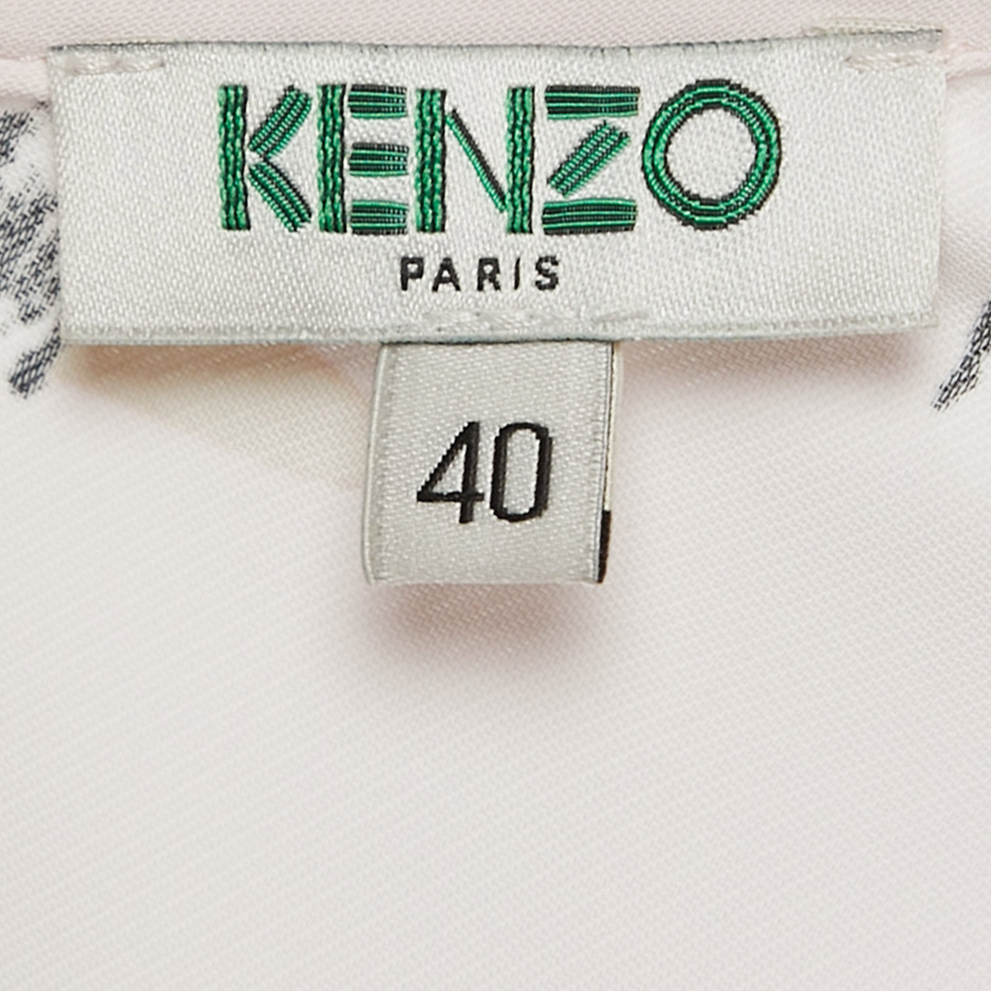 Kenzo Light Pink Cactus Print Crepe Belted Mini Dress M