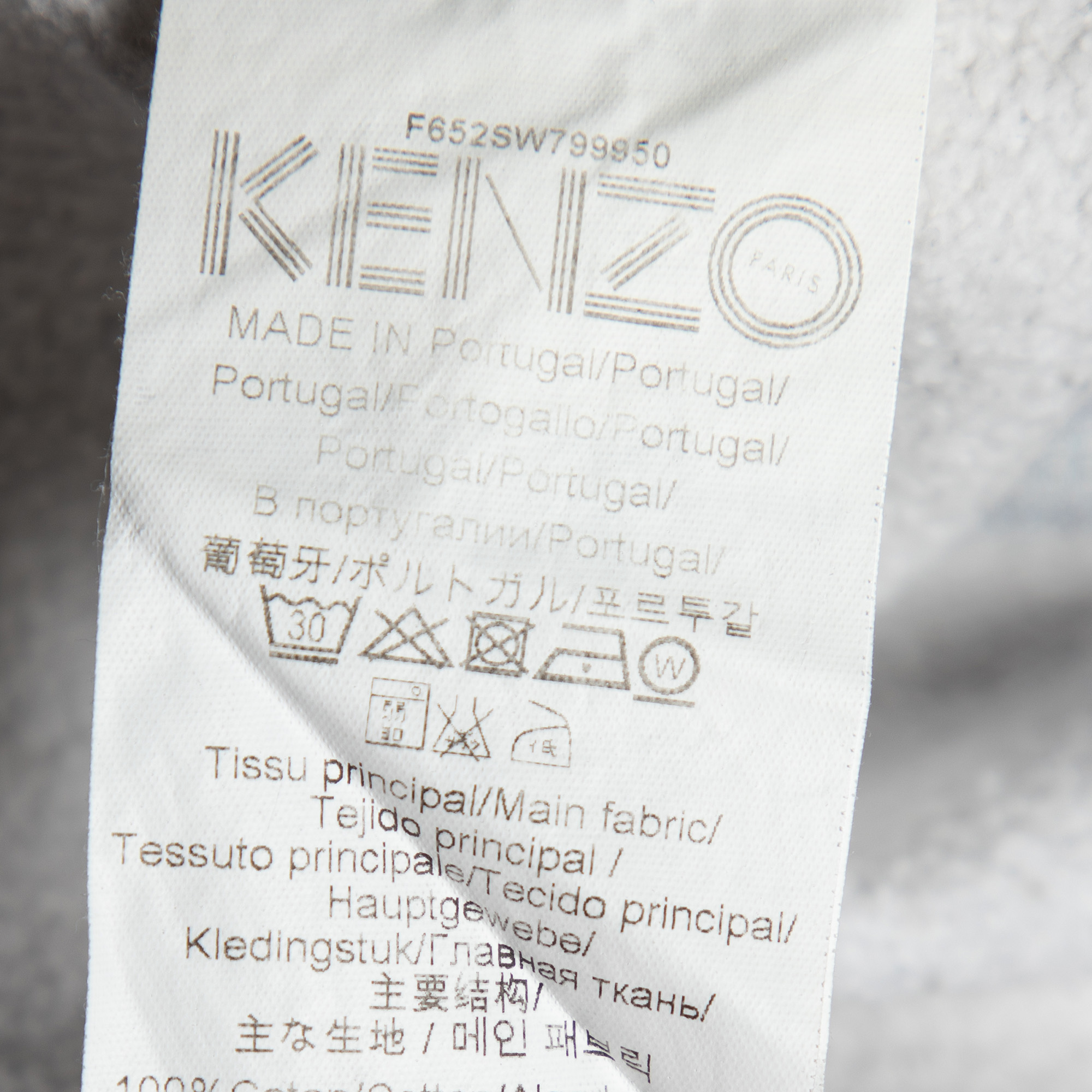 Kenzo Grey Cactus Applique Cotton Knit Long Sleeve Sweatshirt L