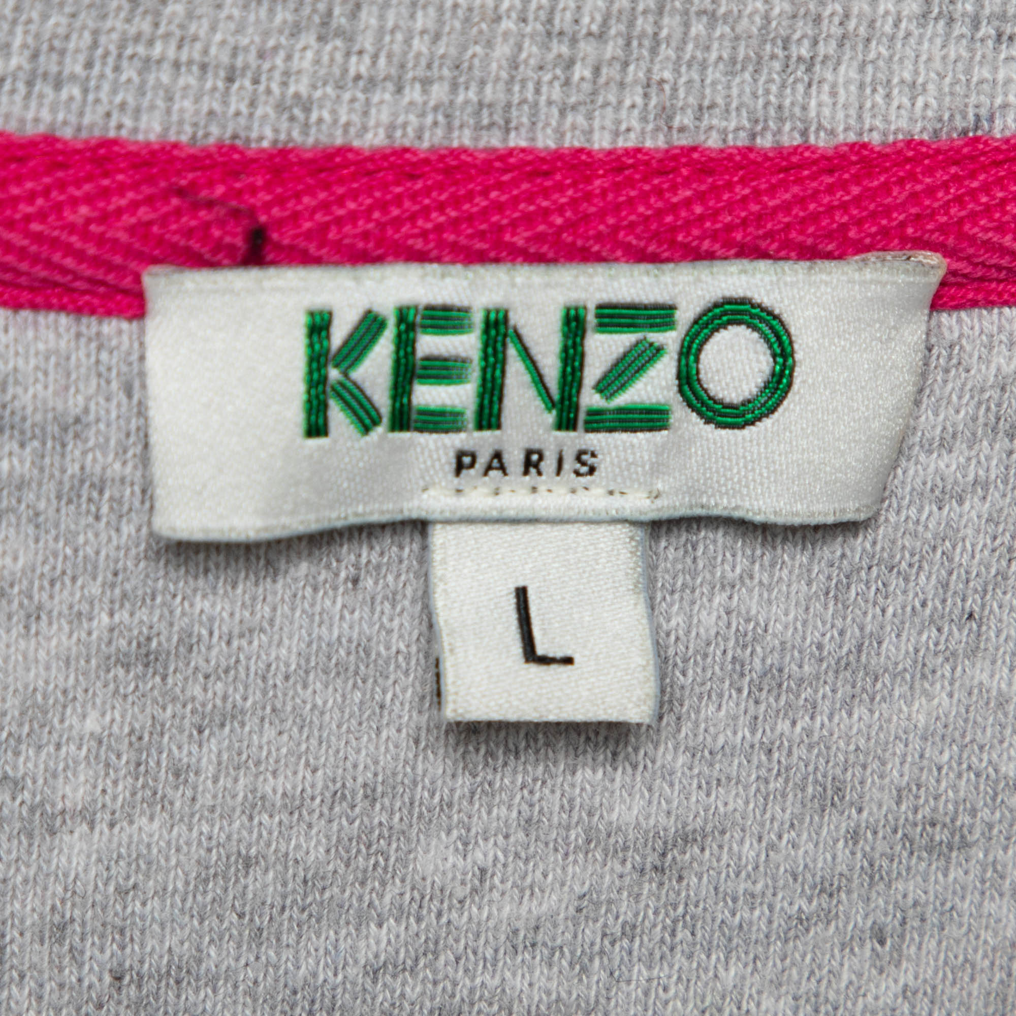 Kenzo Grey Cactus Applique Cotton Knit Long Sleeve Sweatshirt L
