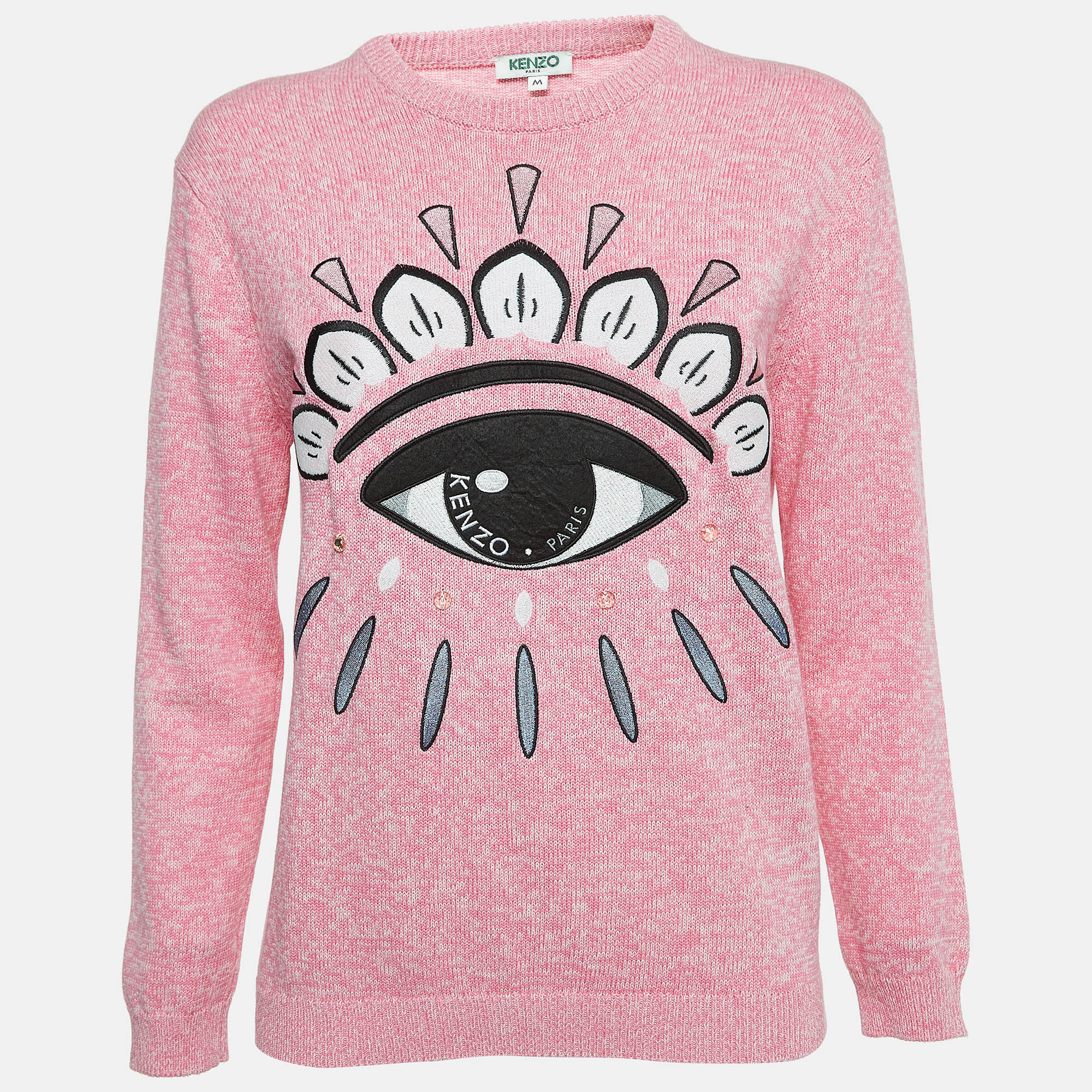 Kenzo Pink Knit Embroidered Sweater M