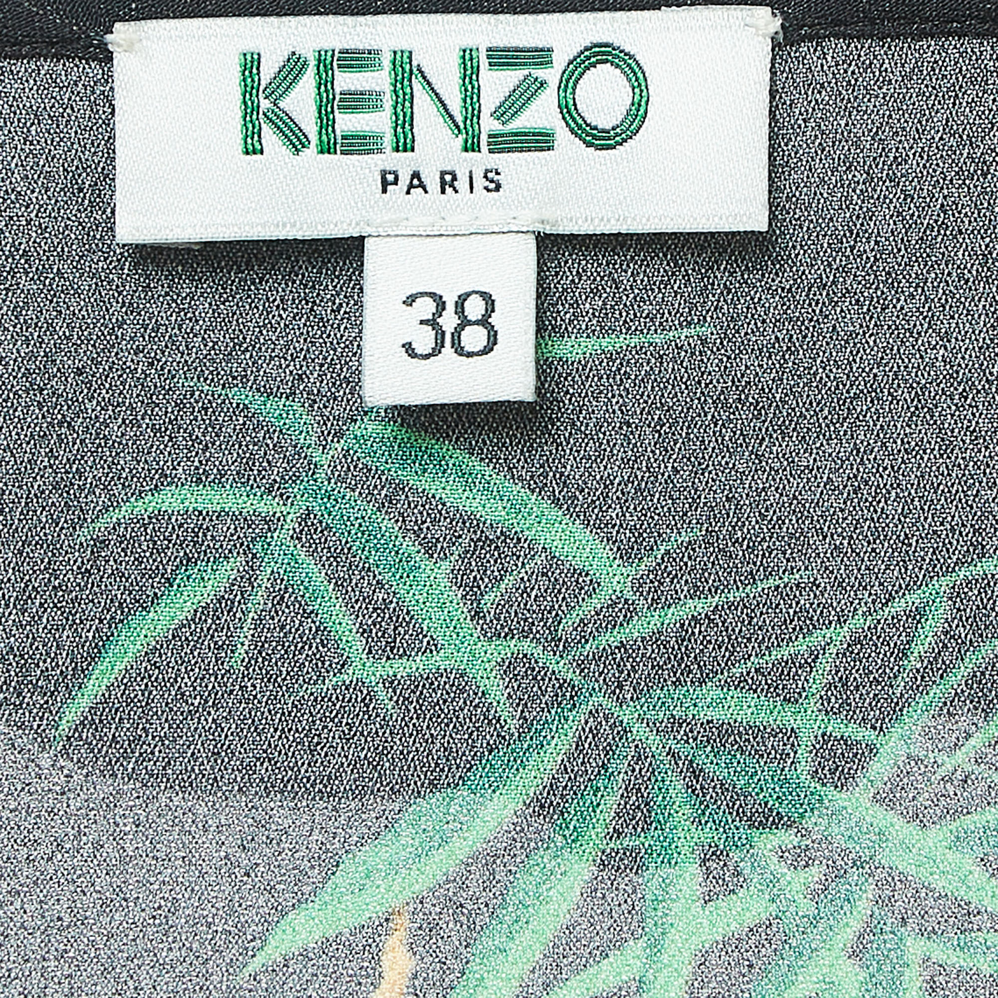 Kenzo Black Floral Printed Crepe Top M