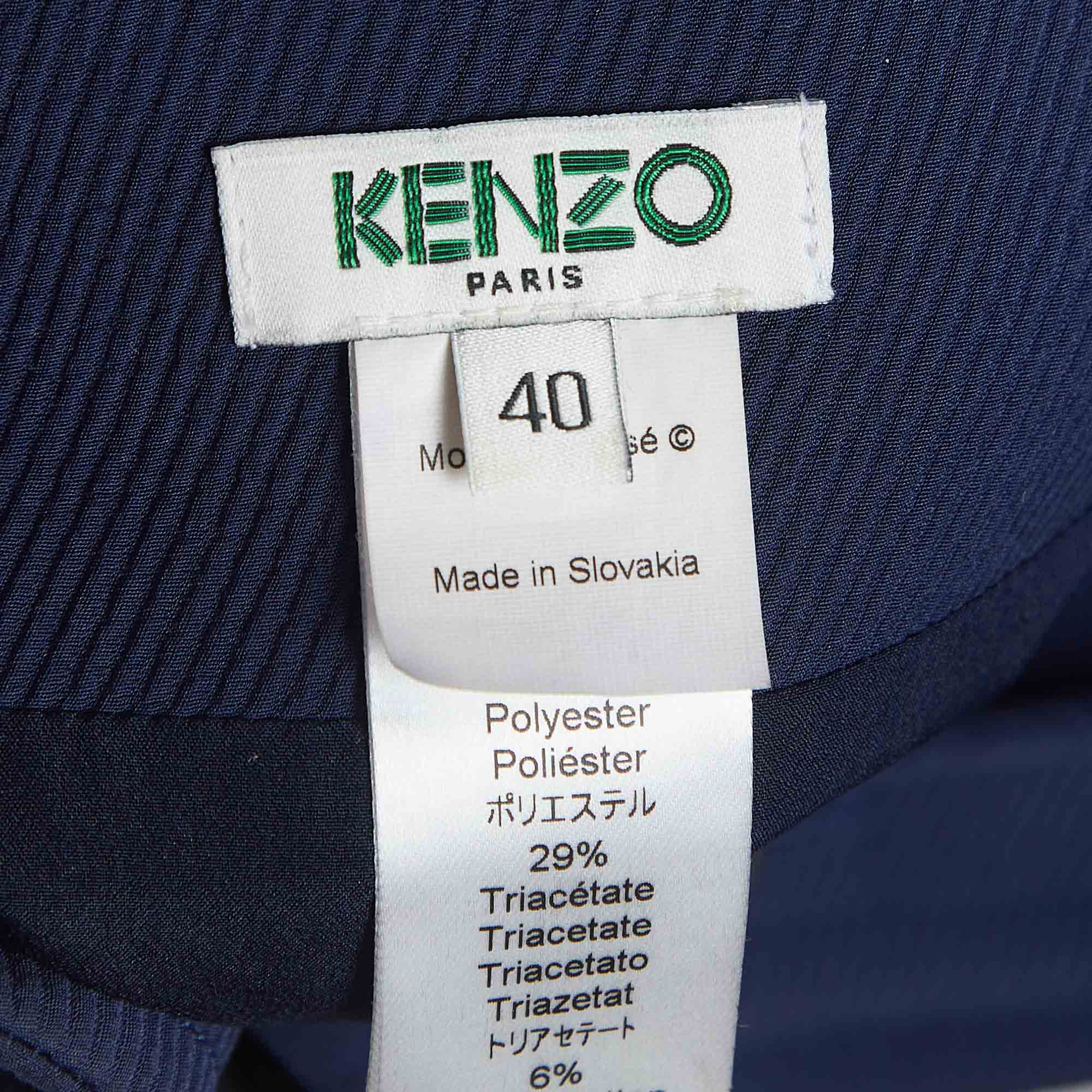 Kenzo Navy Blue Buttoned Knit Mini Skirt M