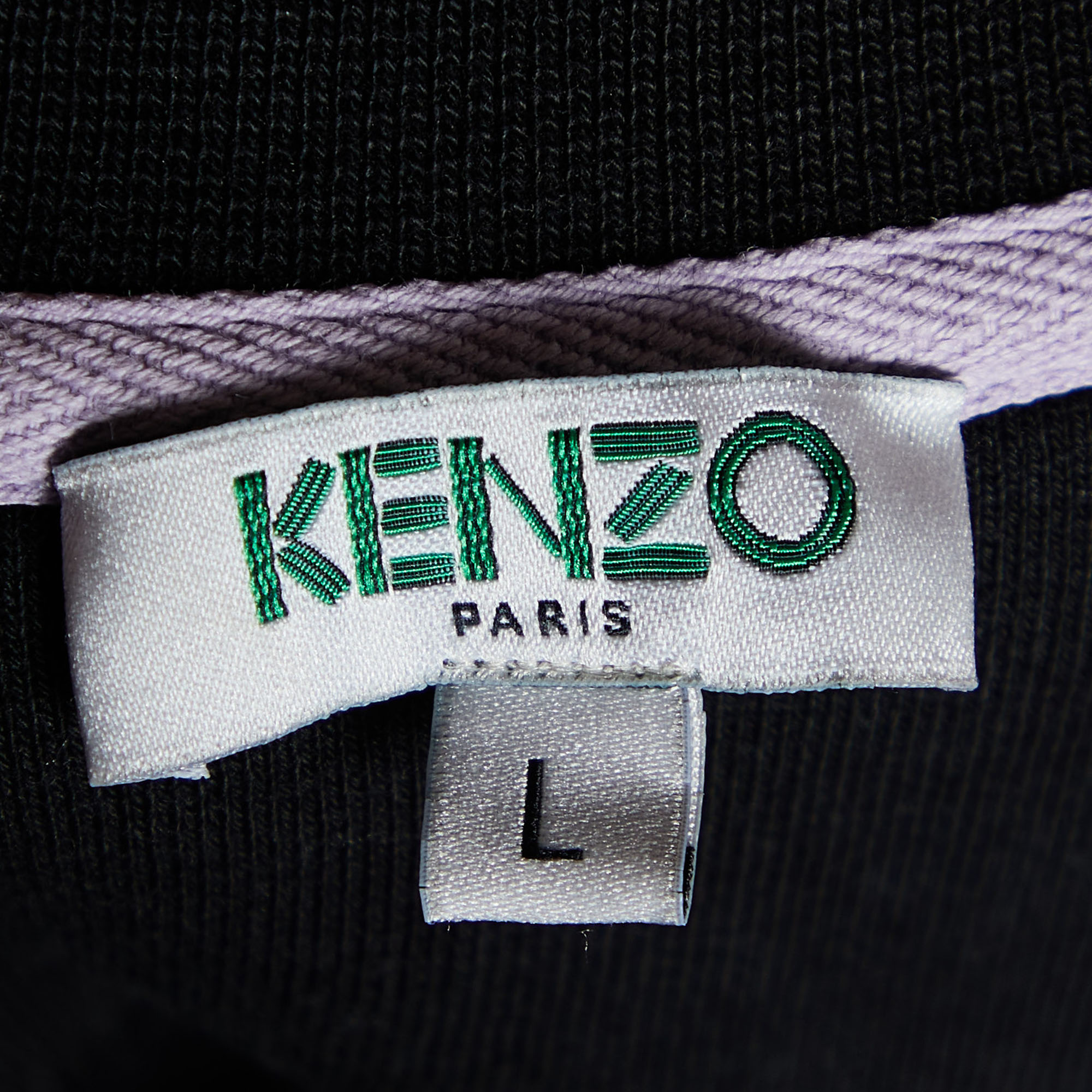 Kenzo Black Logo Embroidered Cotton Sweatshirt L