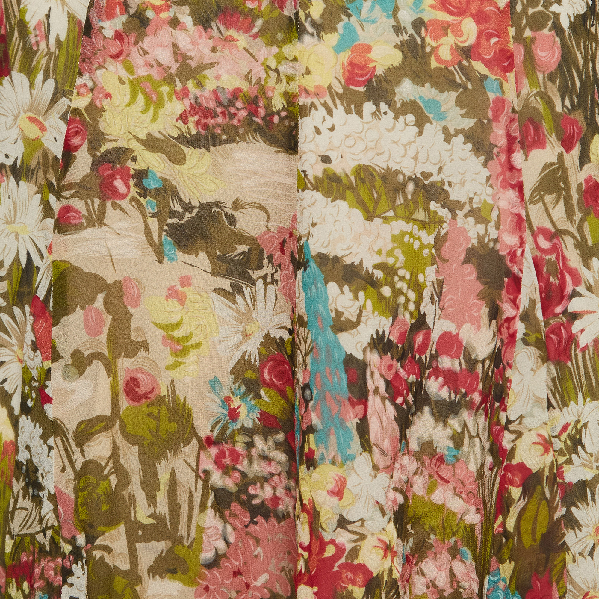 Kenzo Multicolor Floral Print Flared Midi Skirt M