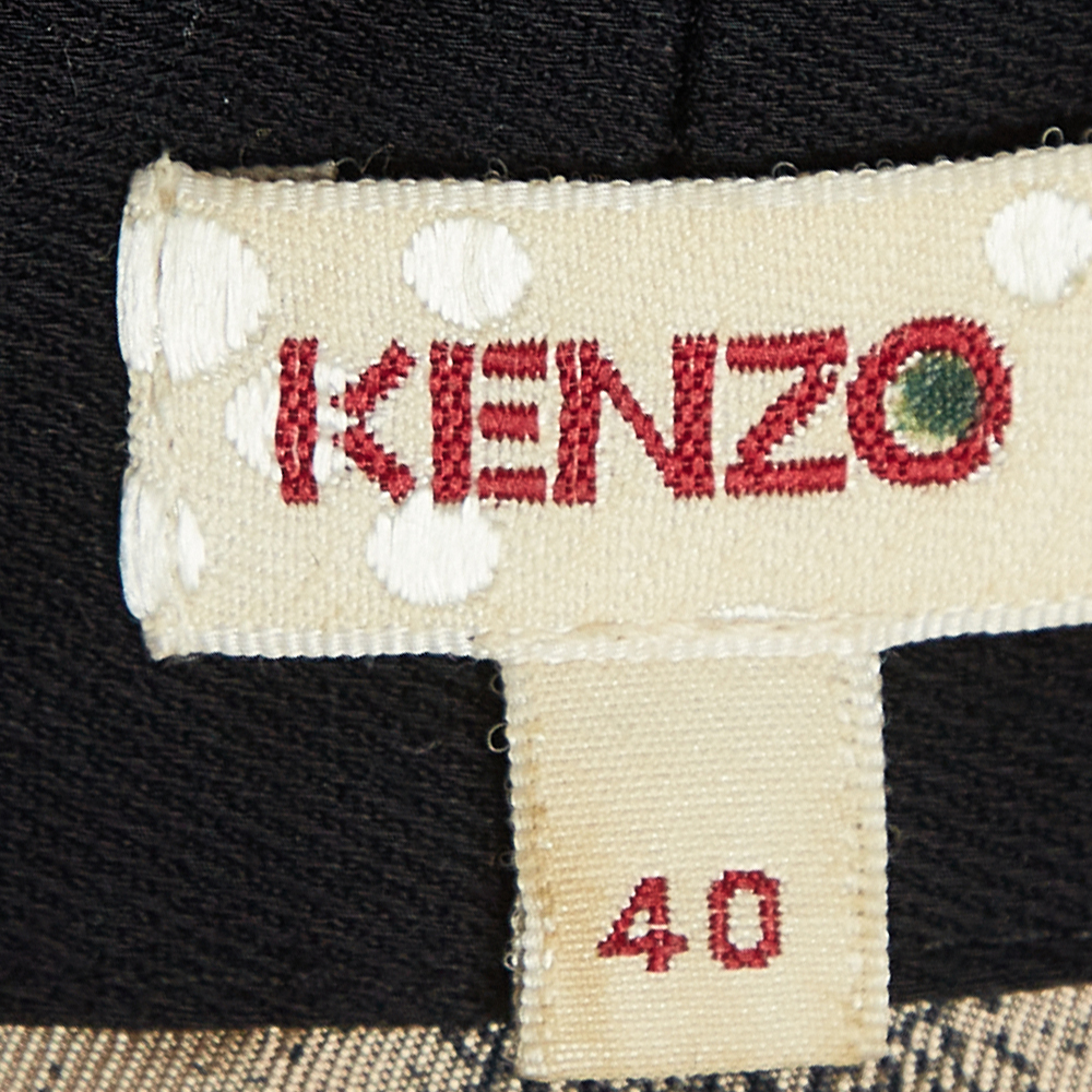 Kenzo Black Wool Blend V-Neck Mini Dress M