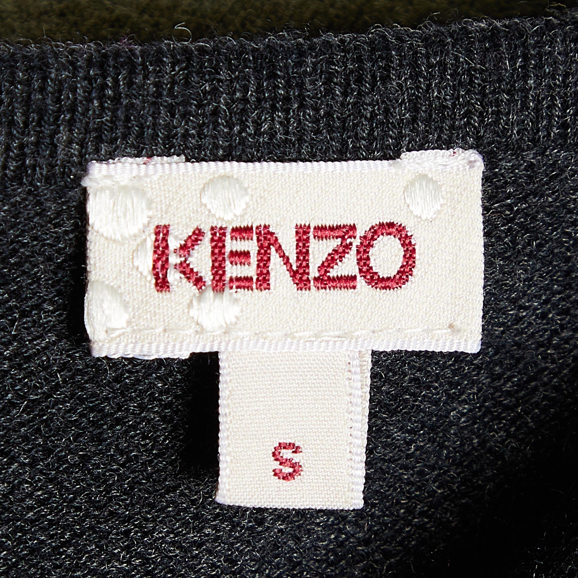 Kenzo Grey Colorblock Wool Knit Sweater Dress S