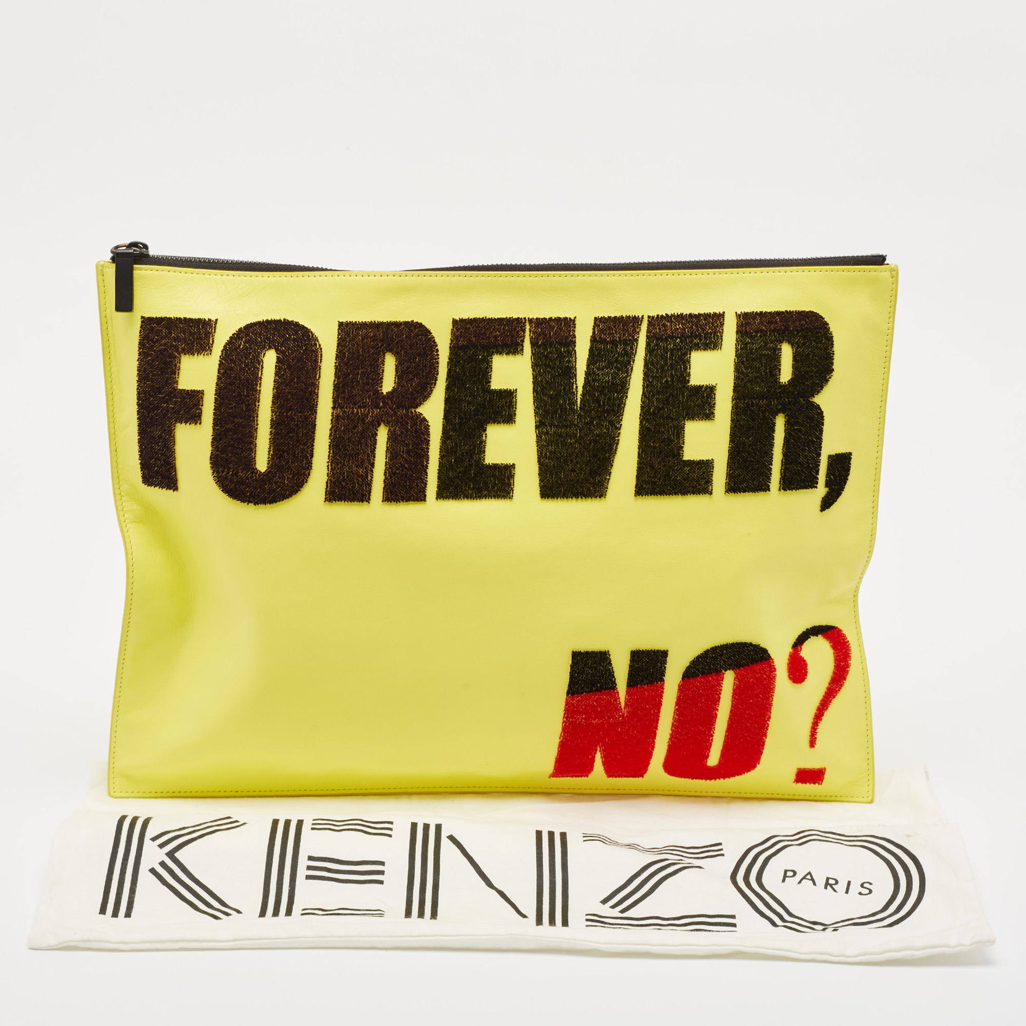 Kenzo Yellow Leather Oversized Forever No? Clutch