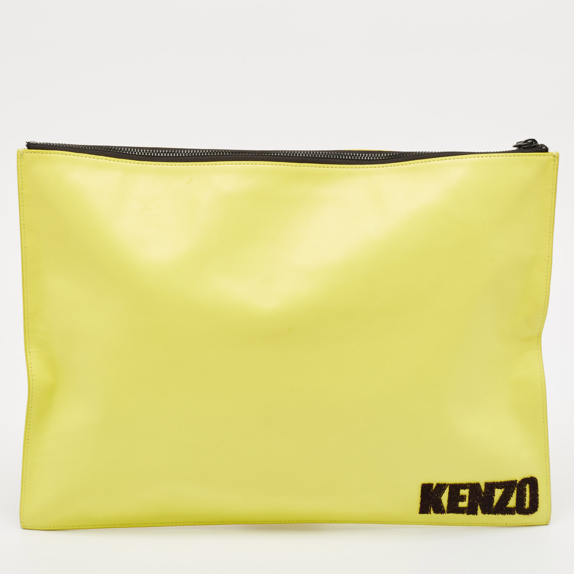 Kenzo Yellow Leather Oversized Forever No? Clutch