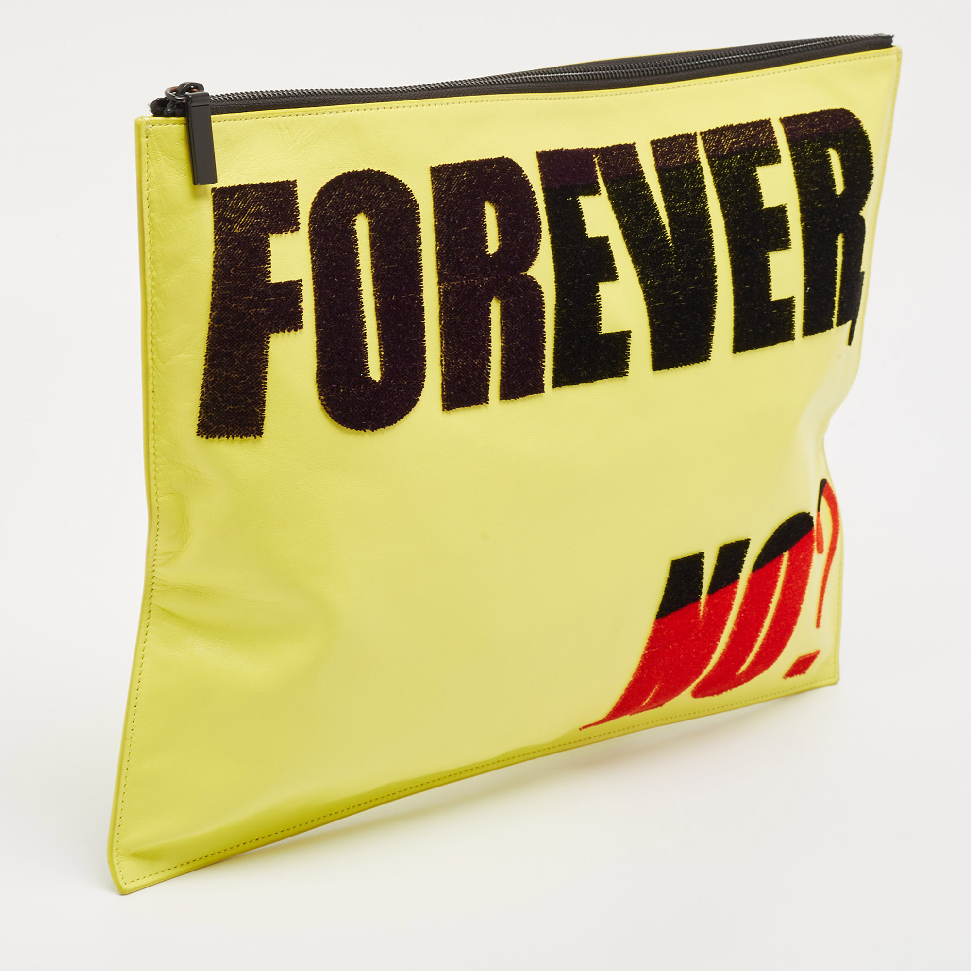 Kenzo Yellow Leather Oversized Forever No? Clutch