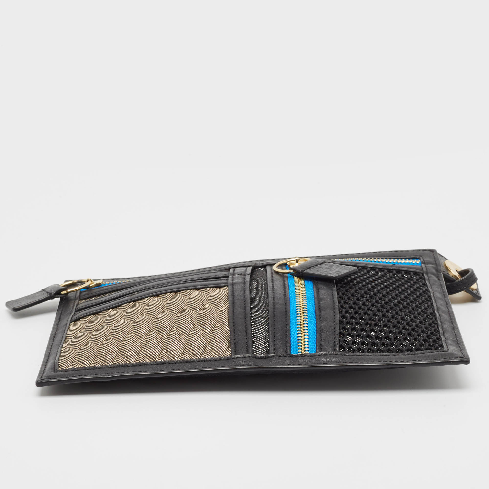 Kenzo Black/Multicolor Leather And Fabric Organizer Pouch