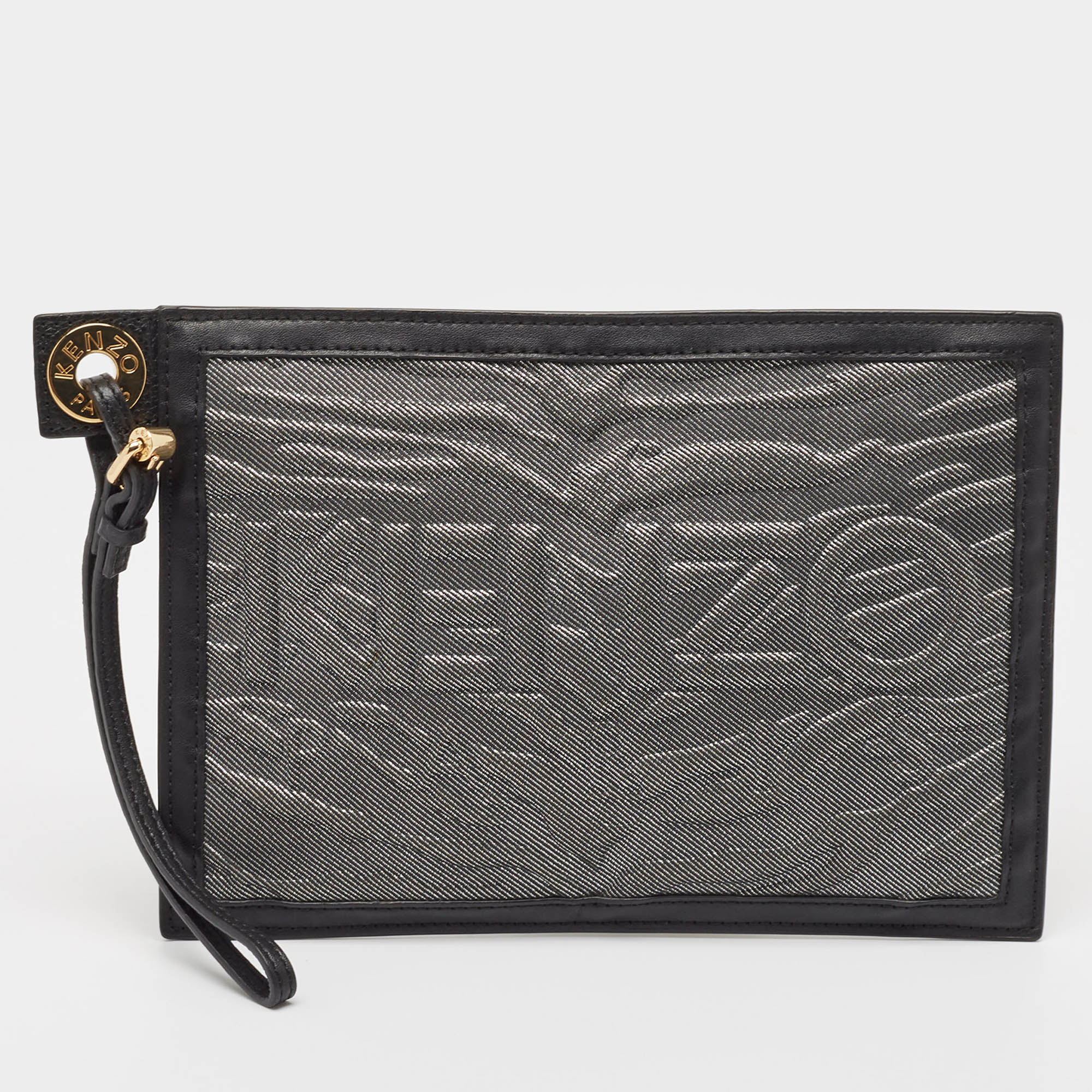 Kenzo Black/Multicolor Leather And Fabric Organizer Pouch