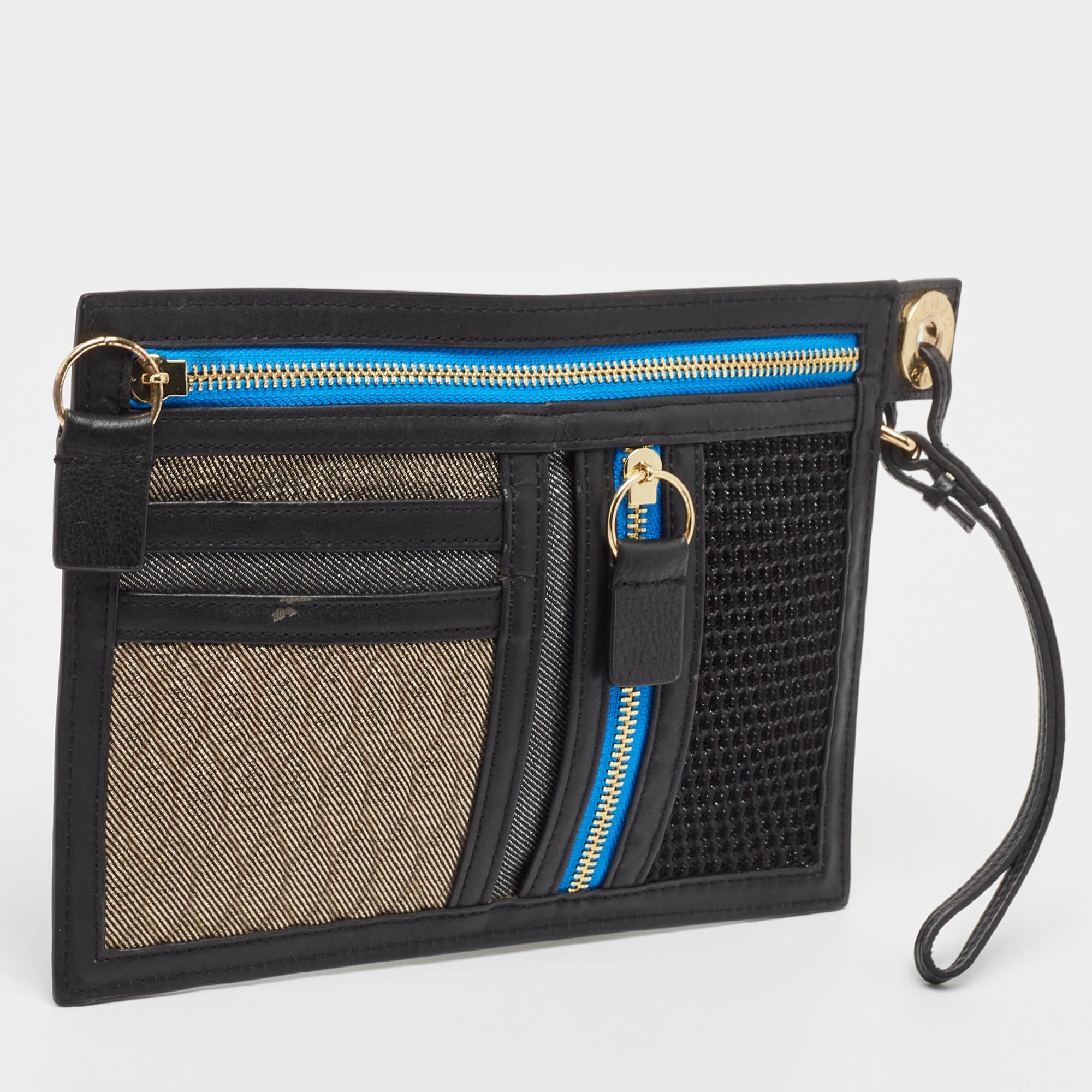 Kenzo Black/Multicolor Leather And Fabric Organizer Pouch