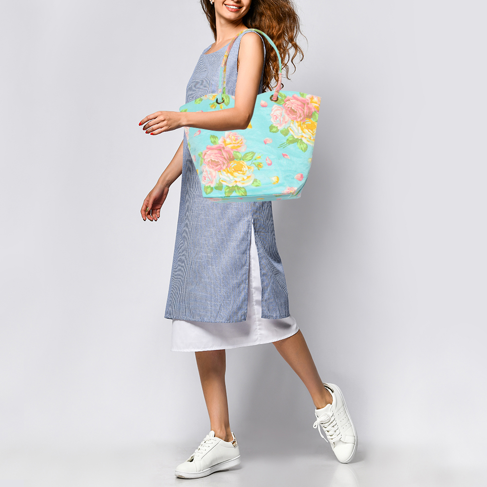 Kenzo Multicolor Floral Print Canvas Open Tote