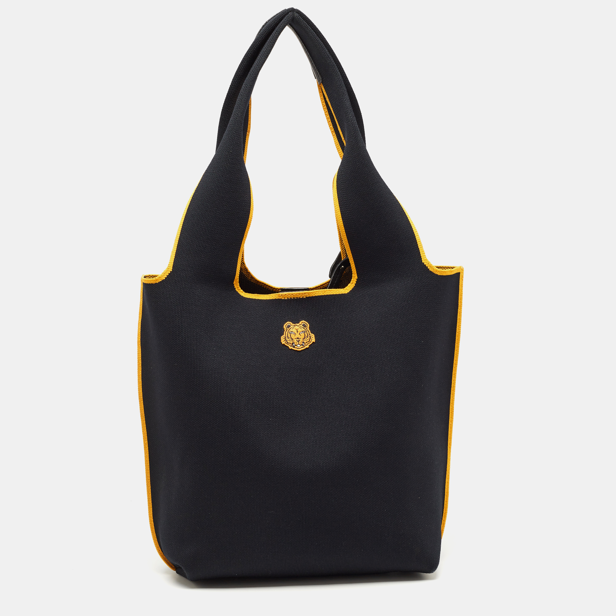 Kenzo Black/Yellow Canvas Contrasting Details Tote