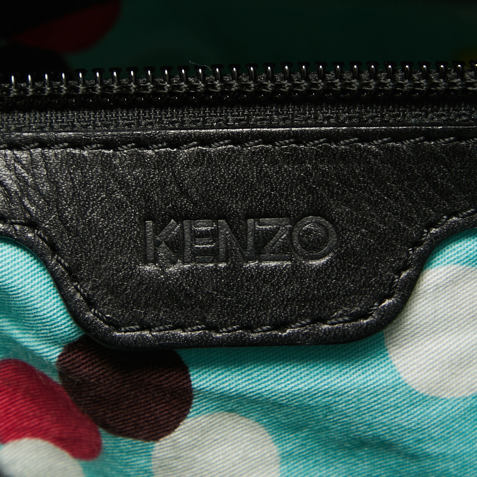 Kenzo Multicolor Woven Leather Studded Hobo