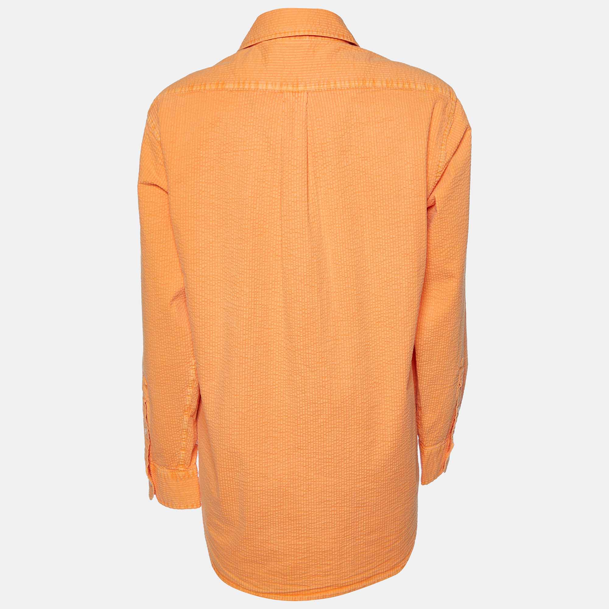 Kith Orange Cotton Seersucker Ora Button Down Shirt XS