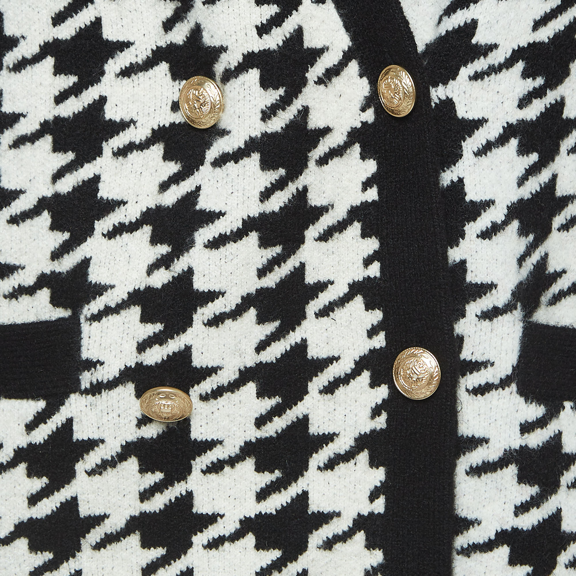 L'agence Black/White Maddy Houndstooth Double Breasted Cardigan L