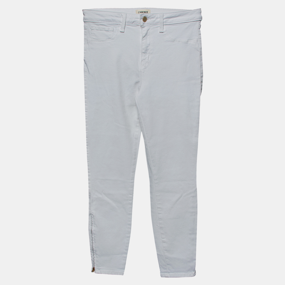 L'agence white denim zip detail skinny andrea jeans m