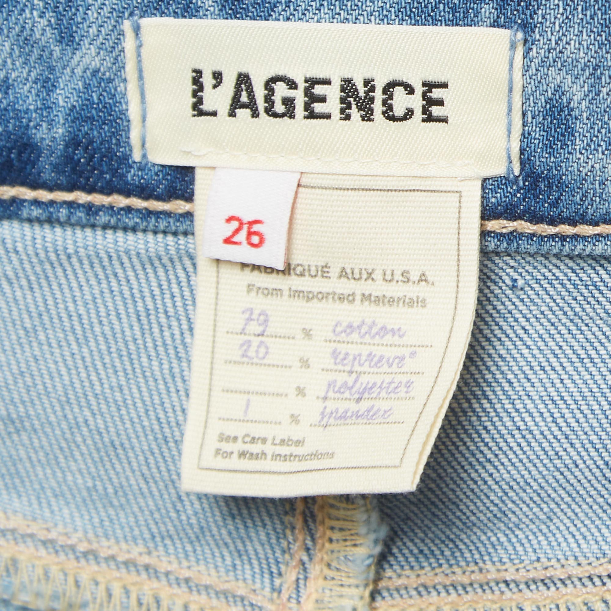L'agence Blue Washed Denim Flared Jeans S Waist 26