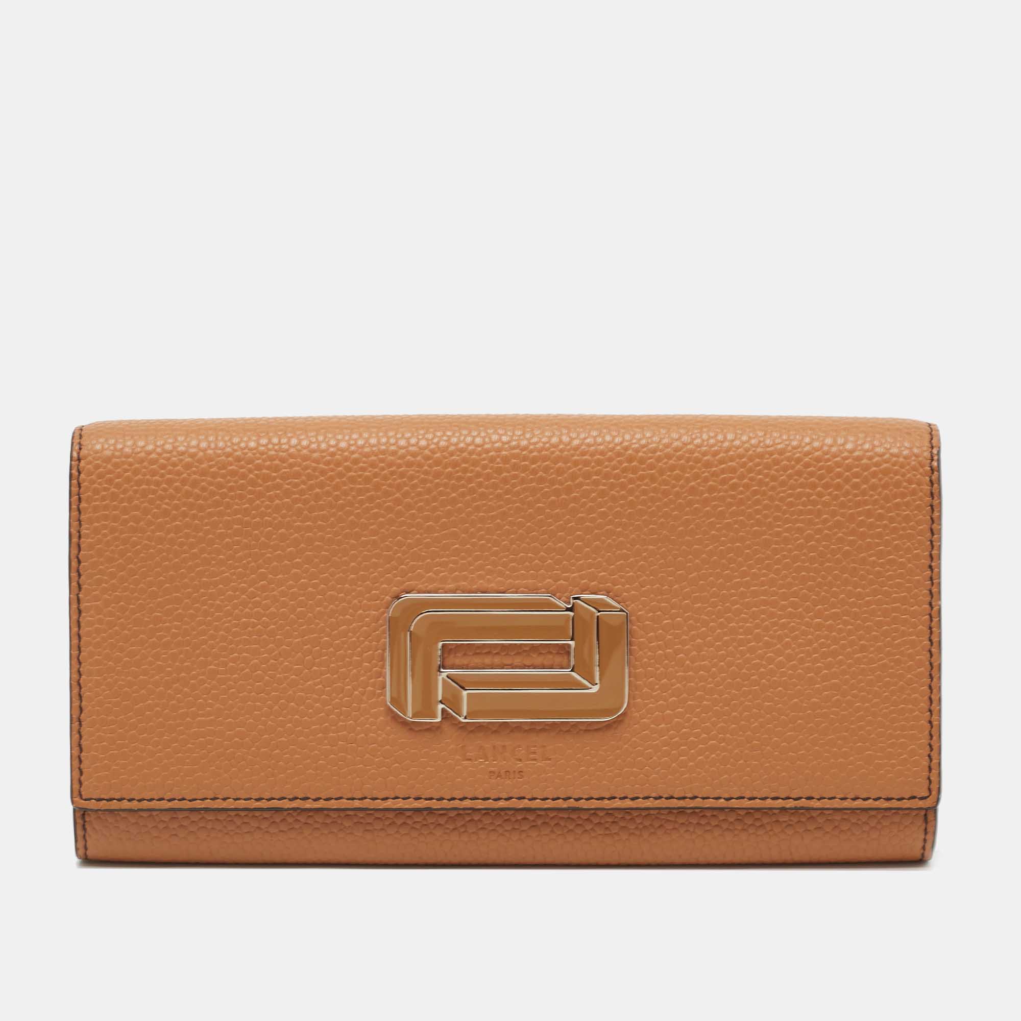 Lancel Brown Leather Flap Continental Wallet