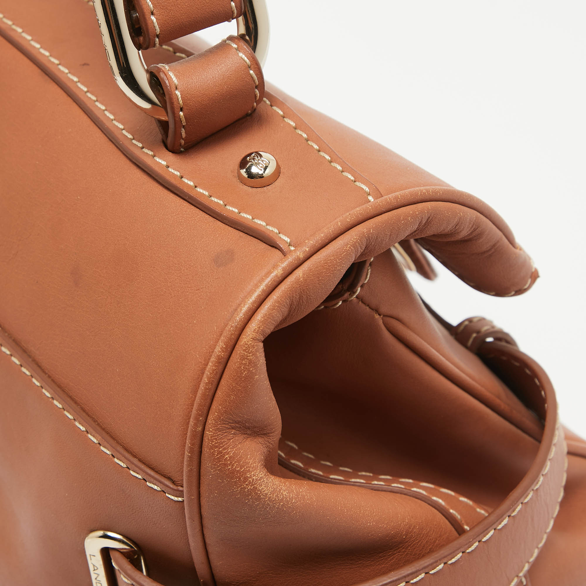 Lancel Brown Leather L'Angèle Top Handle Bag