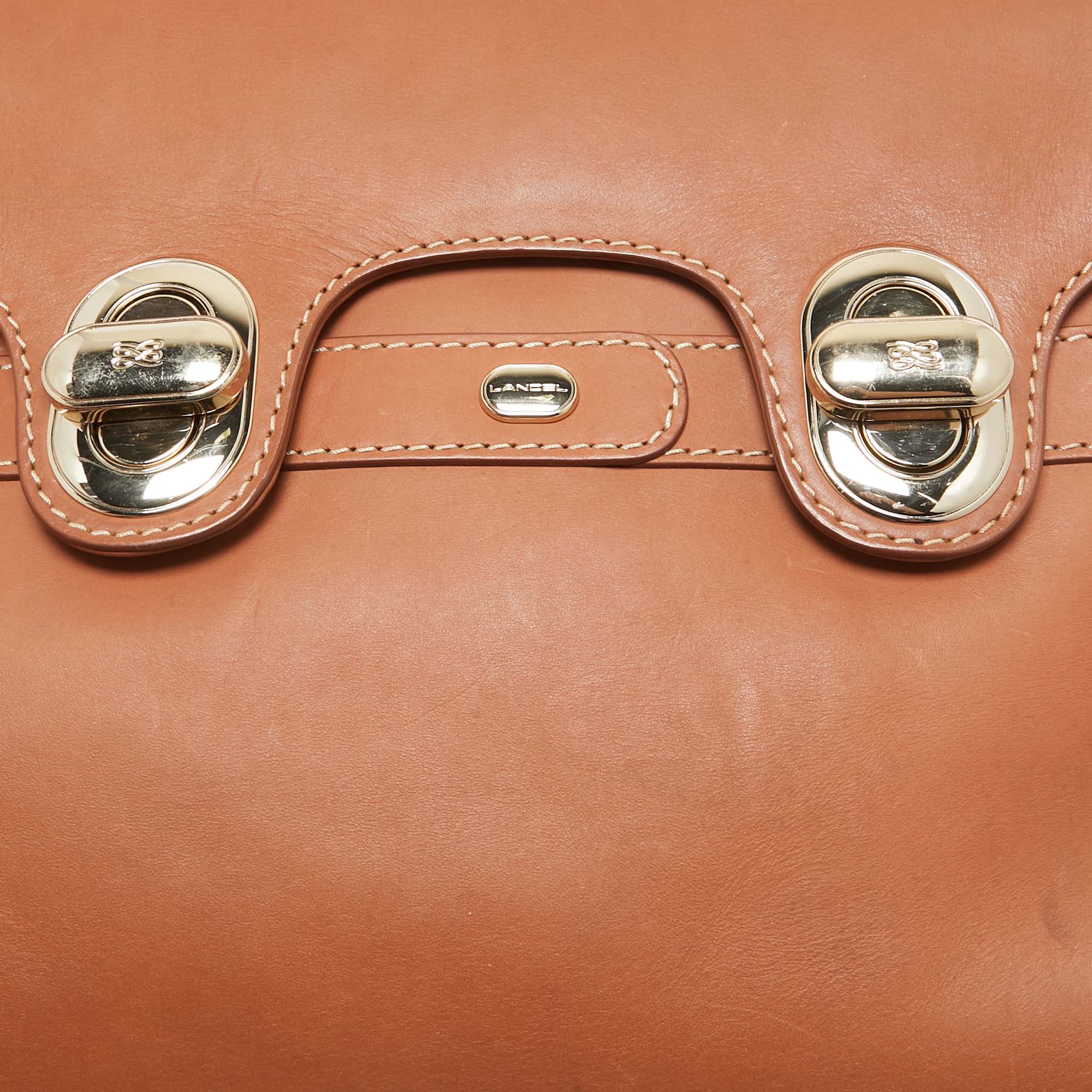 Lancel Brown Leather L'Angèle Top Handle Bag