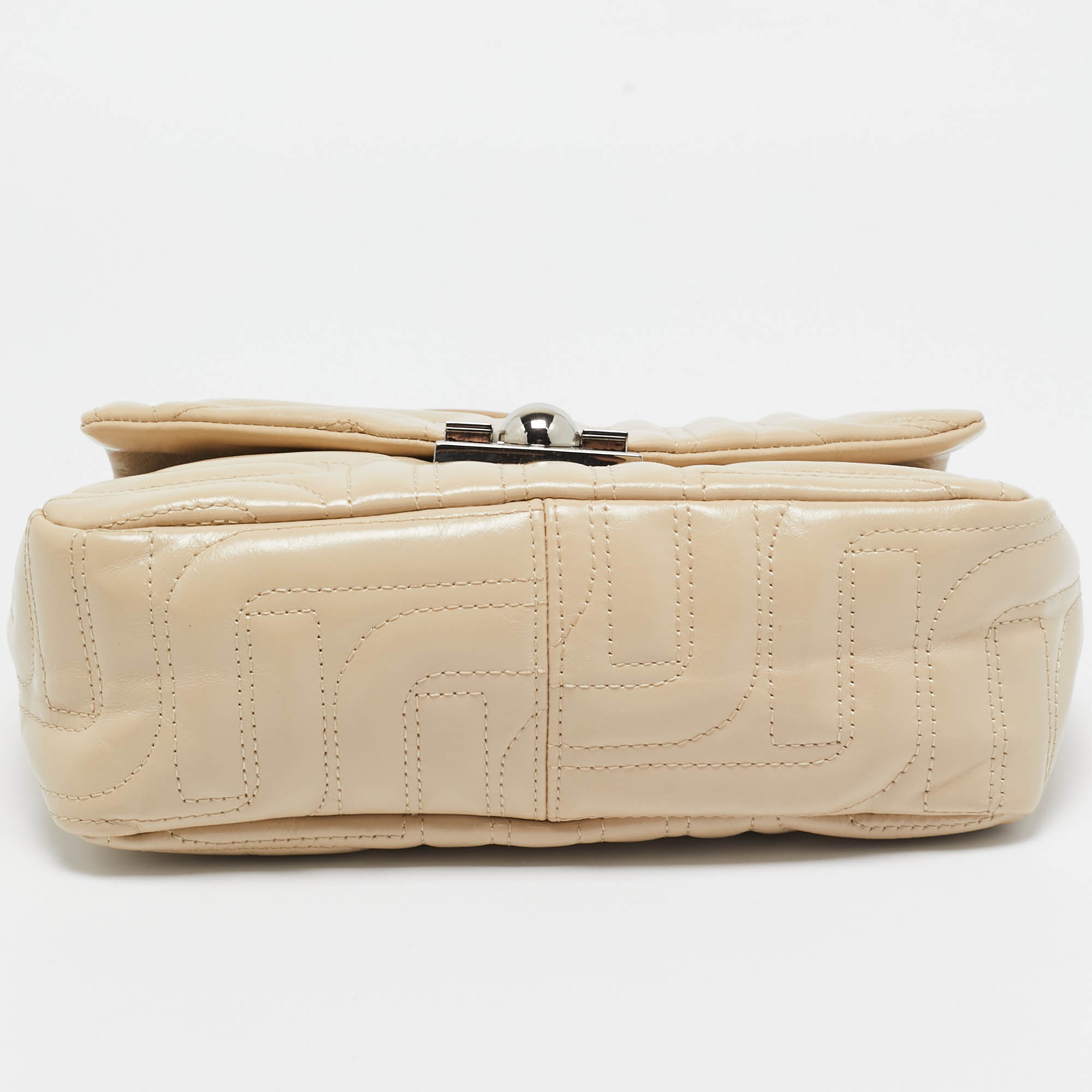 Lancel Beige Quilted Leather Midi Minuit De Lancel M Bag