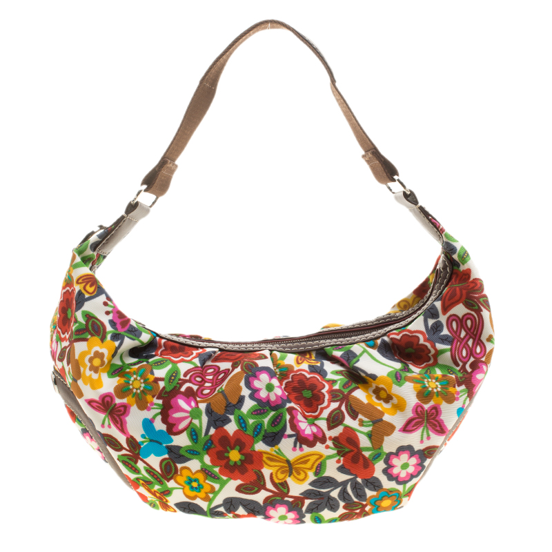 Image of Lancel Multicolor Printed Fabric Shoulder Bag
