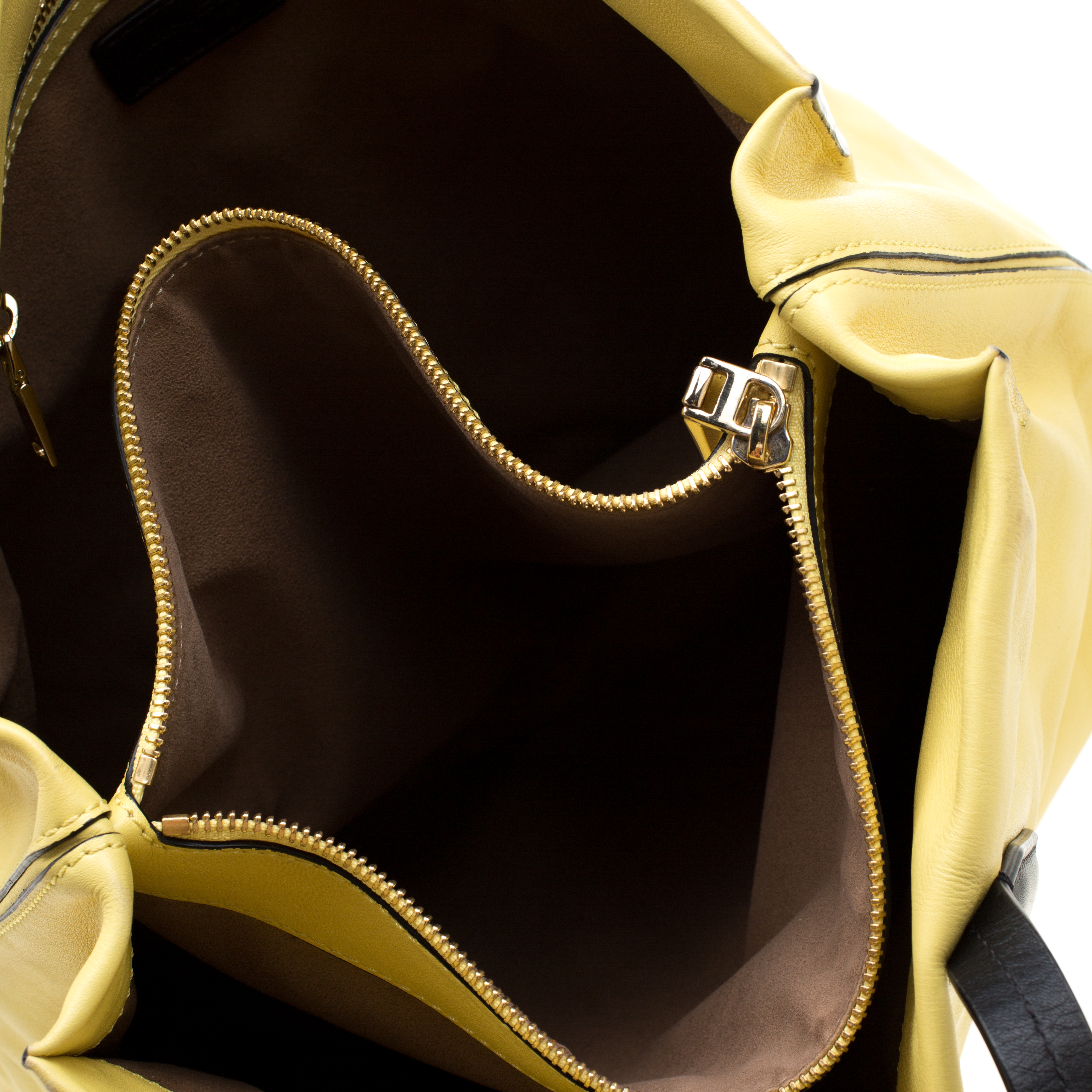 Lancel Yellow And Black Leather Tote