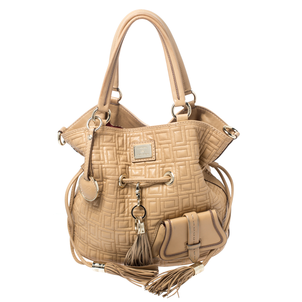 Image of Lancel Beige Leather Premier Flirt Bucket Bag