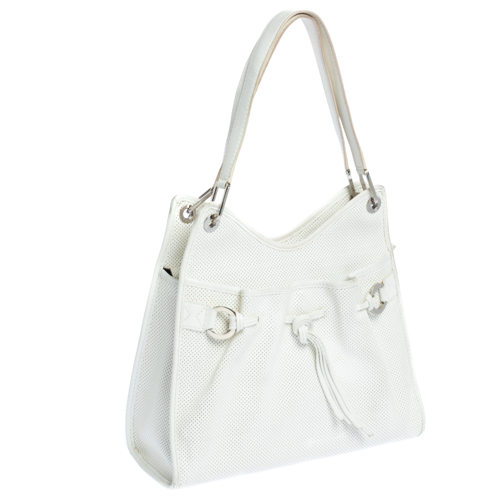 Lancel White Leather Shoulder Bag