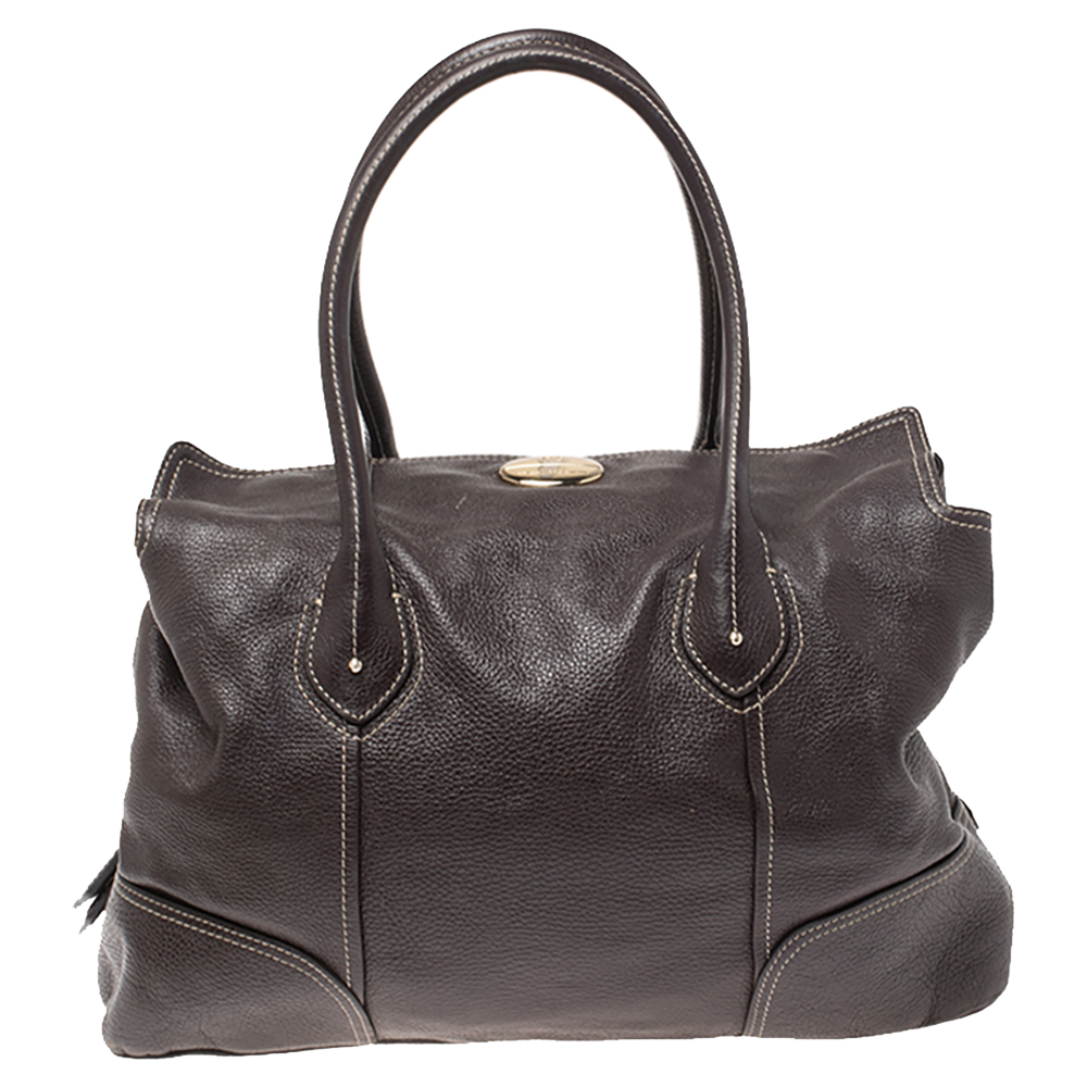 Image of Lancel Dark Brown Soft Leather Lou Yetu Satchel